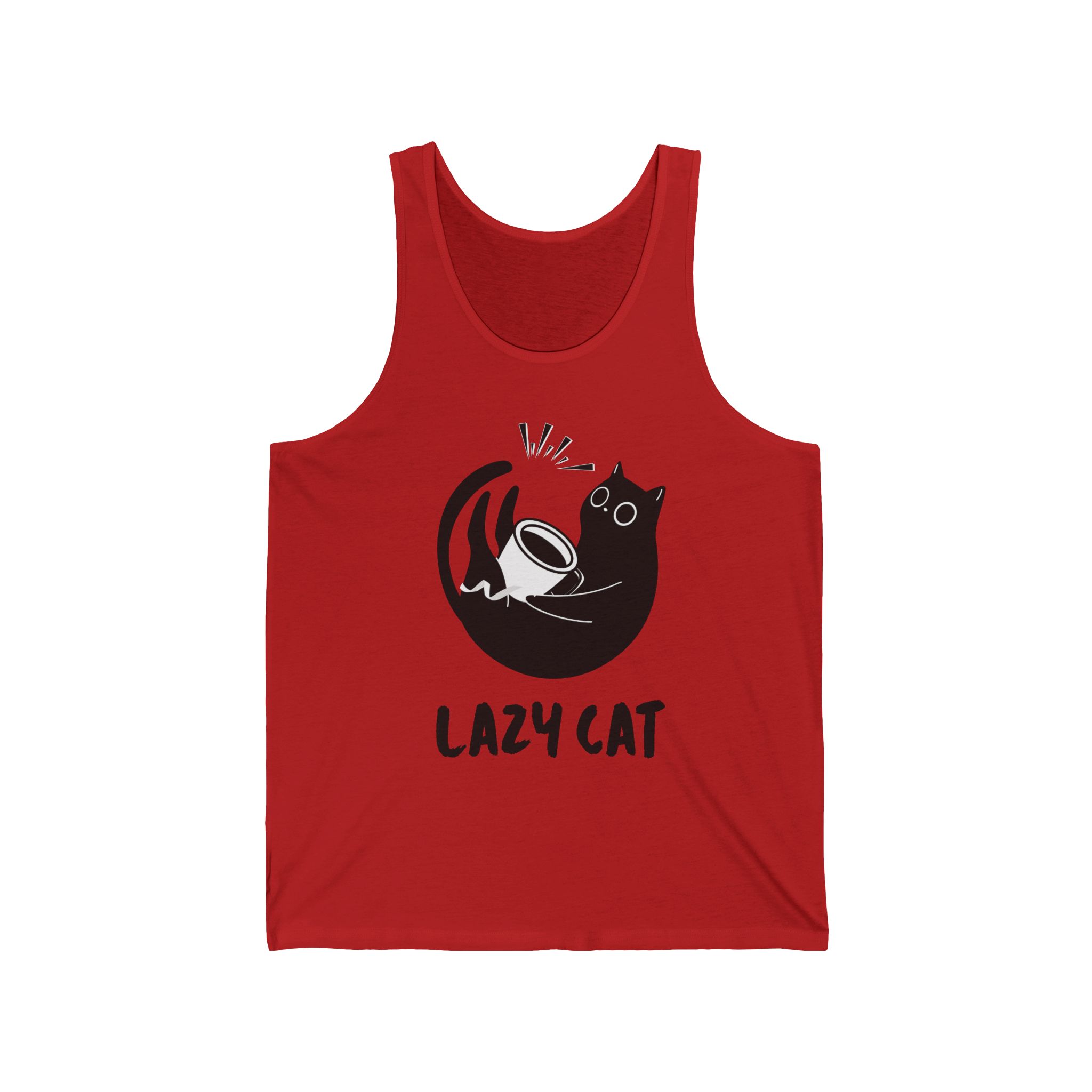 Lazy Cat Tank Top — Cute Black Cat Graphic Tank for Cat Lovers - Image 2