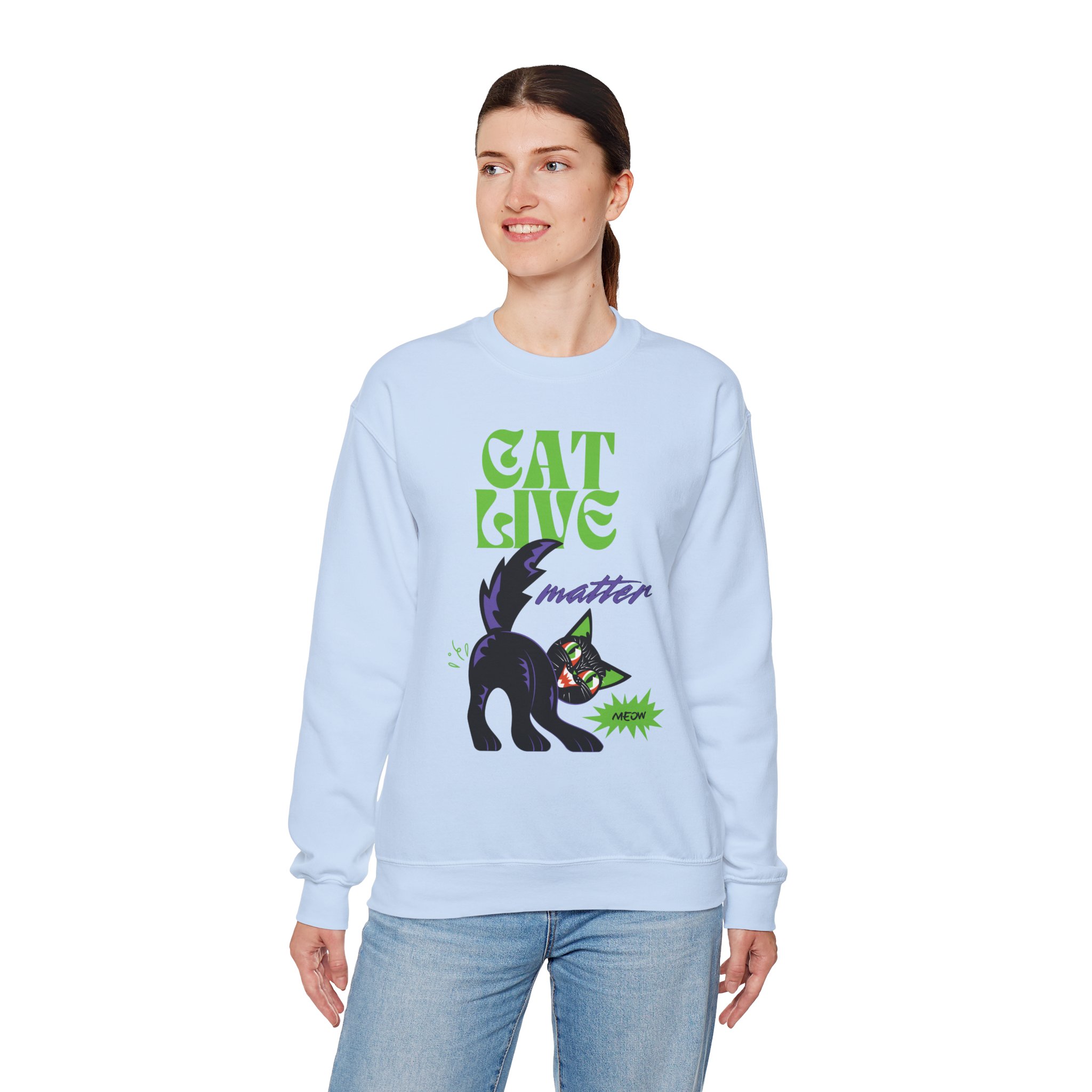 Cat Live Matter Sweatshirt — Funny Black Cat Retro Graphic Crewneck - Image 6