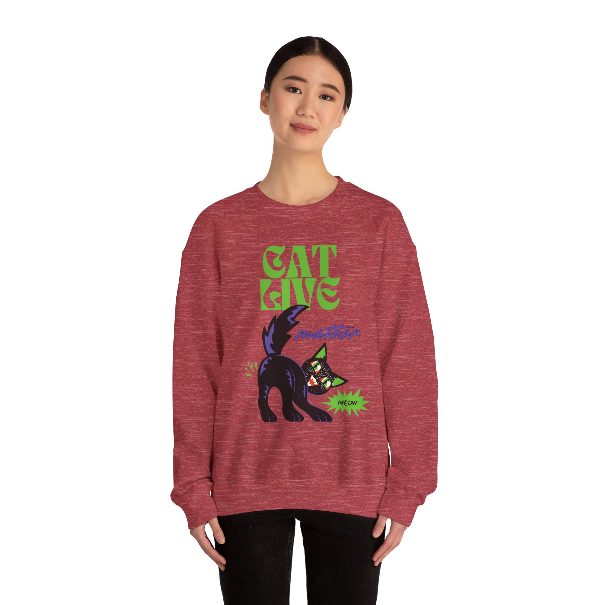 Cat Live Matter Sweatshirt — Funny Black Cat Retro Graphic Crewneck - Image 8