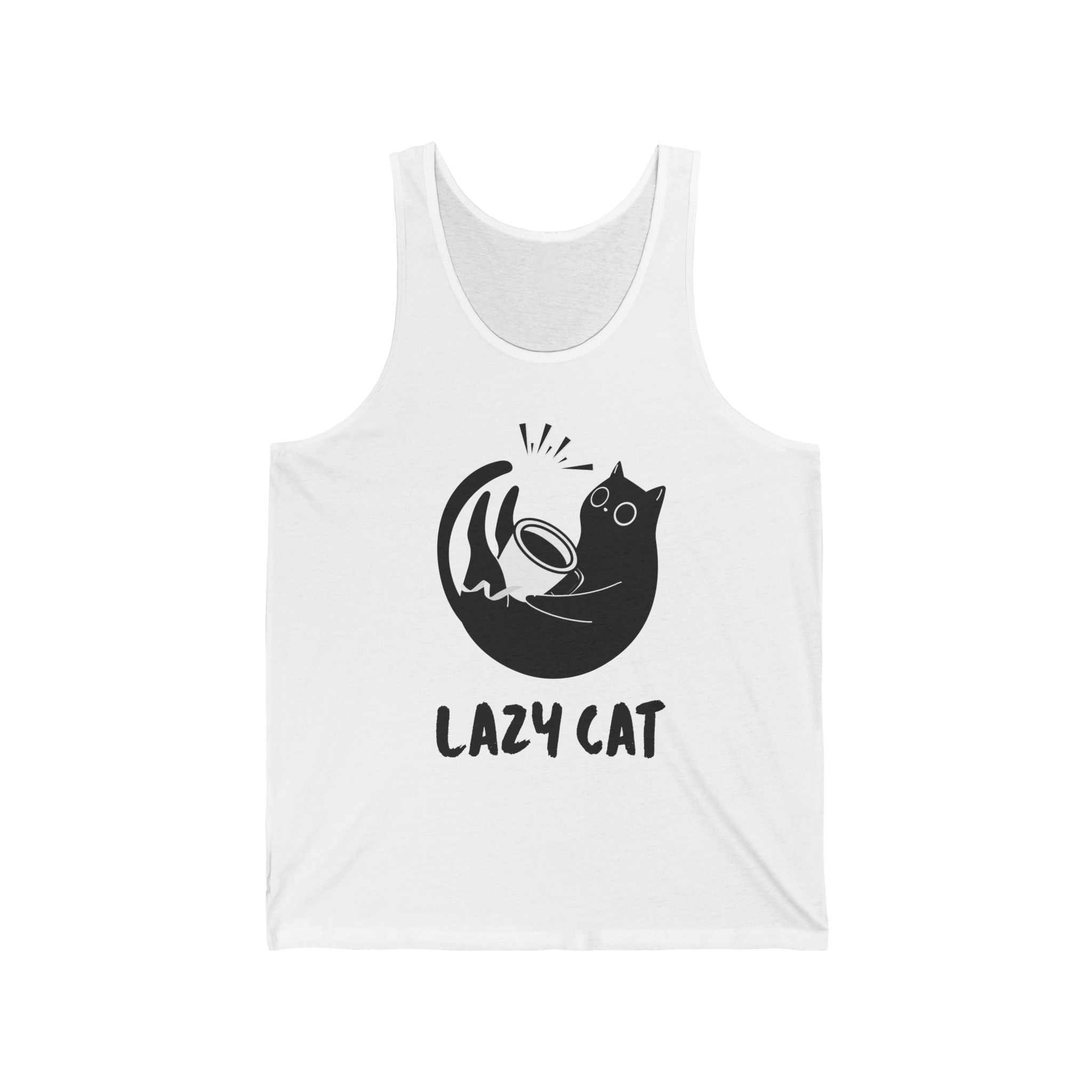 Lazy Cat Tank Top — Cute Black Cat Graphic Tank for Cat Lovers - Image 3