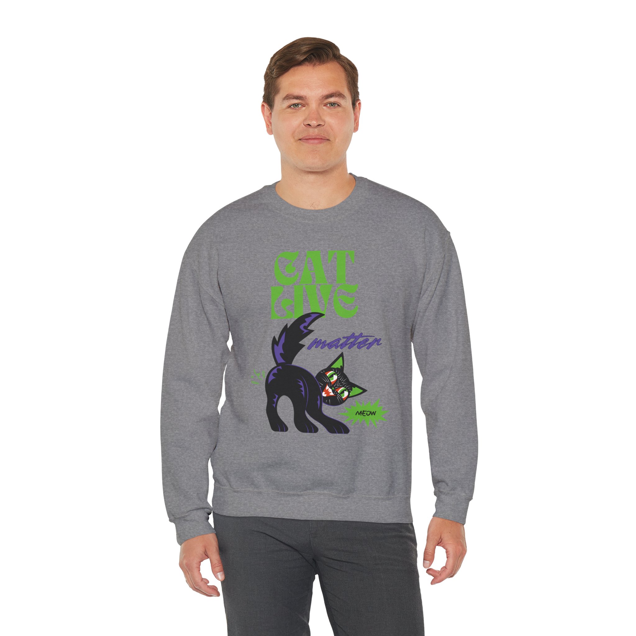Cat Live Matter Sweatshirt — Funny Black Cat Retro Graphic Crewneck - Image 5