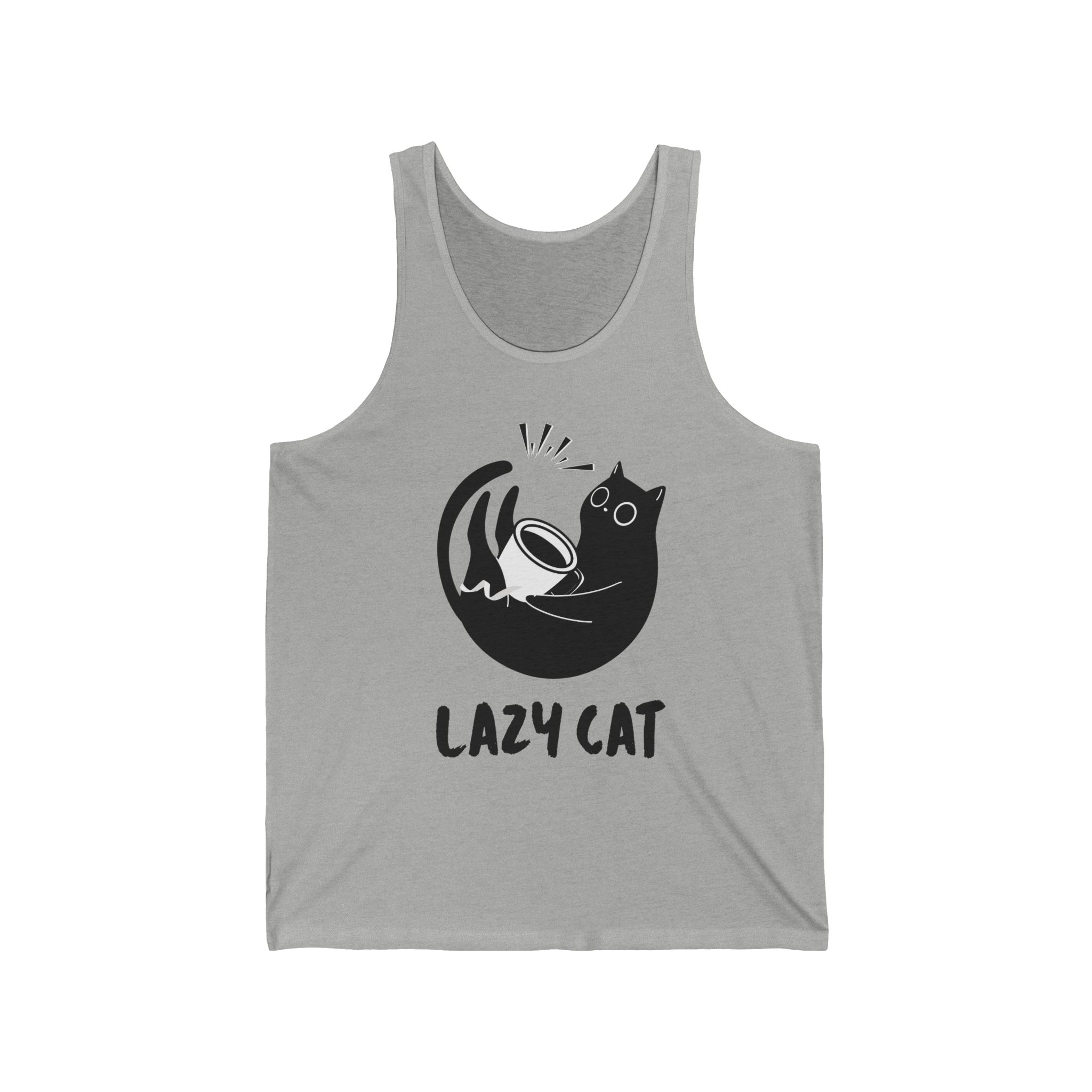 Lazy Cat Tank Top — Cute Black Cat Graphic Tank for Cat Lovers - Image 4