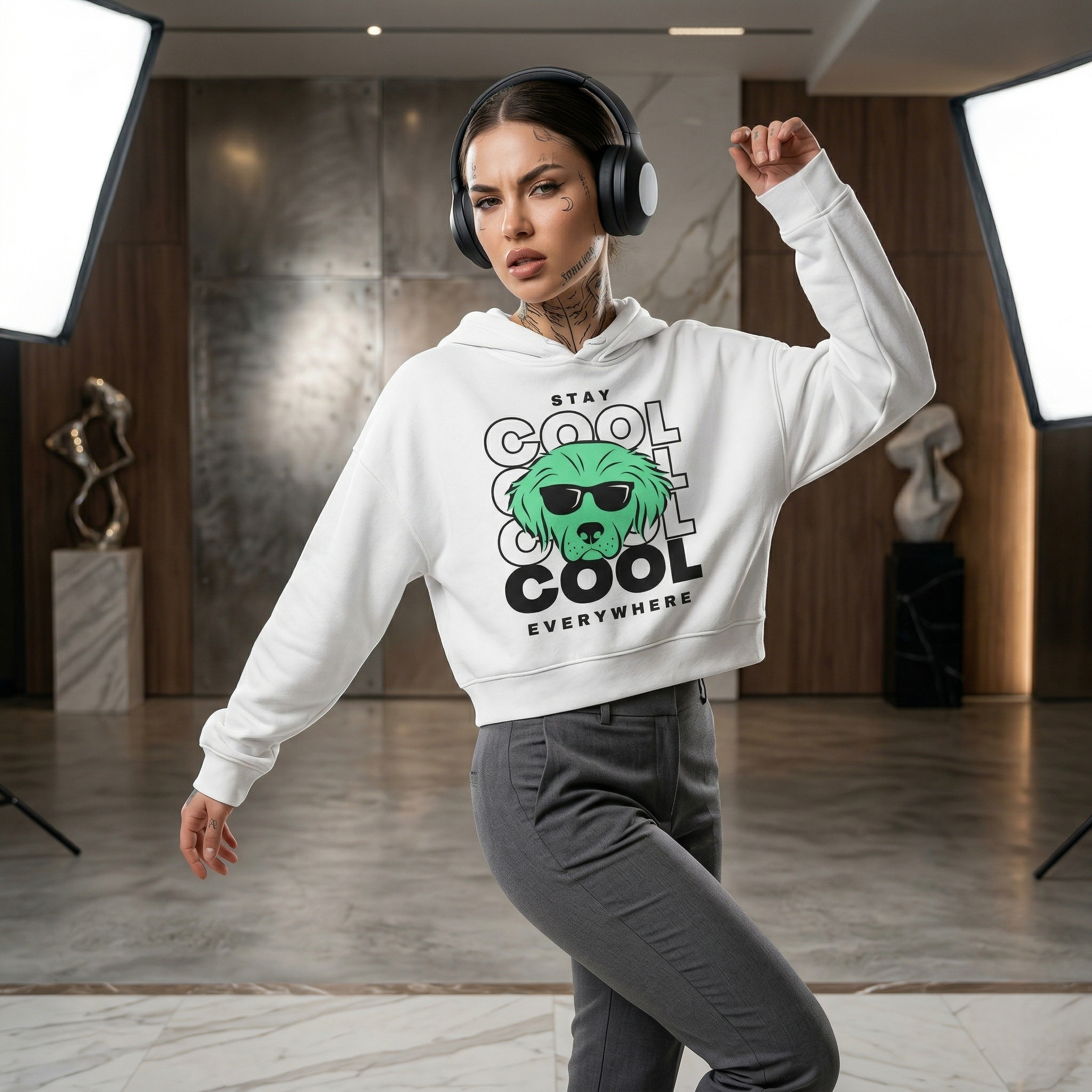 Stay Cool Everywhere Hoodie — Women's Dog Sunglasses Graphic Hoodie