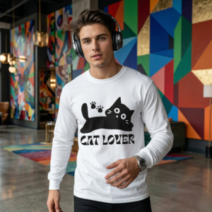 Cat Lover Long Sleeve Tee - Cute Black Cat Graphic Shirt
