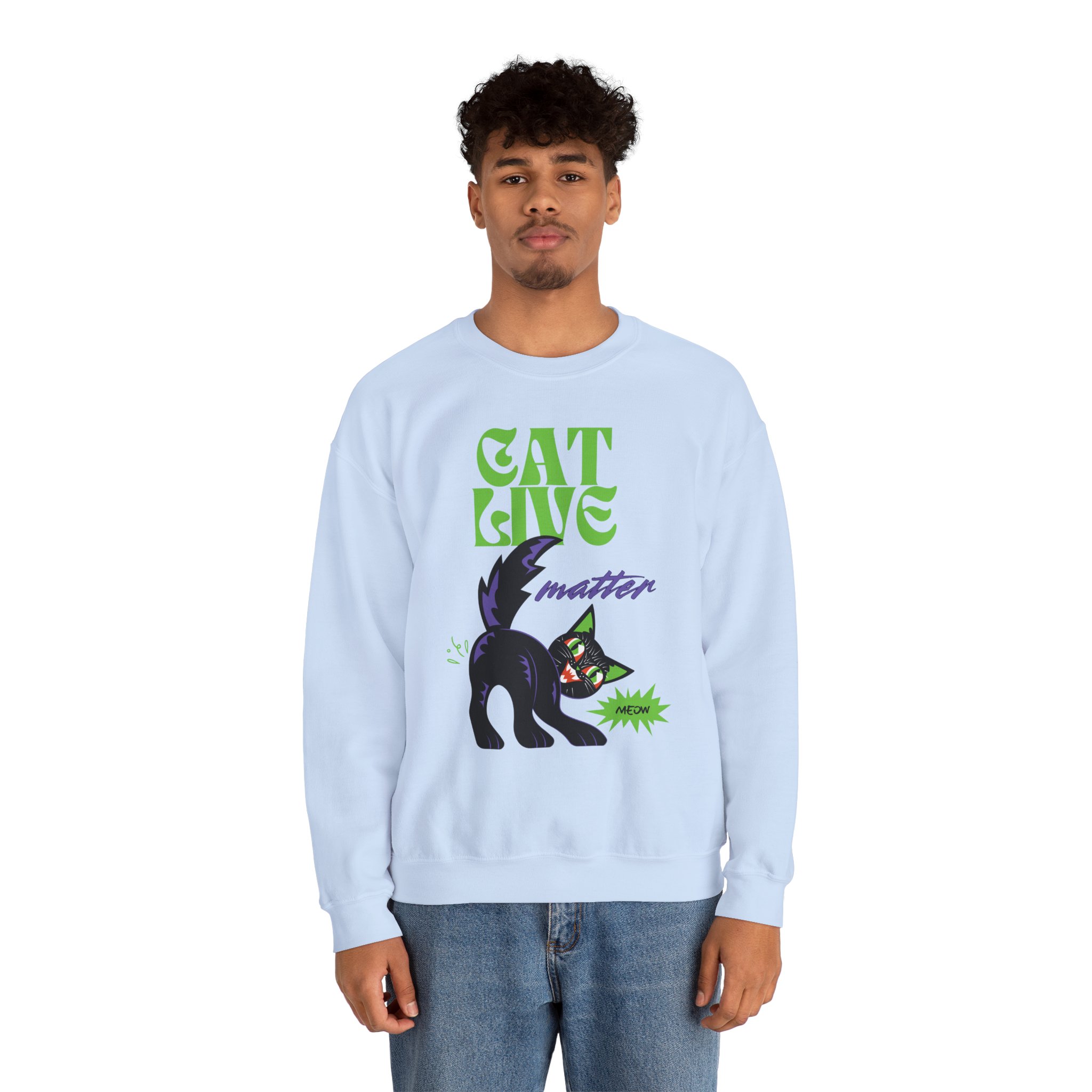 Cat Live Matter Sweatshirt — Funny Black Cat Retro Graphic Crewneck - Image 7