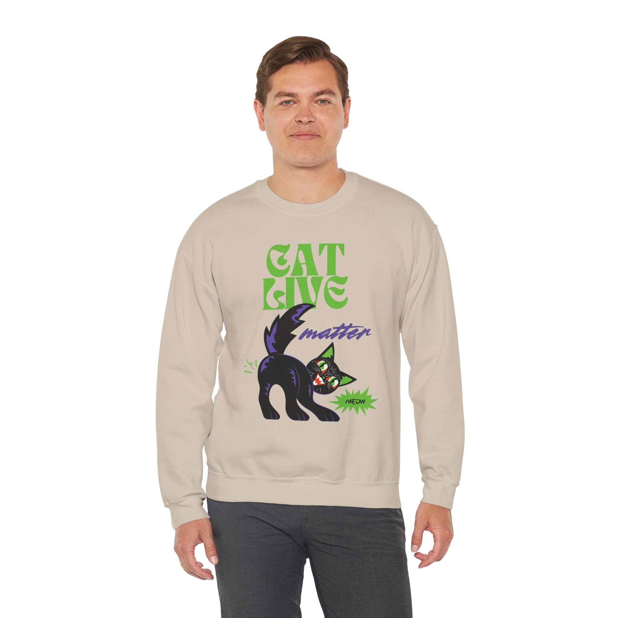 Cat Live Matter Sweatshirt — Funny Black Cat Retro Graphic Crewneck - Image 4