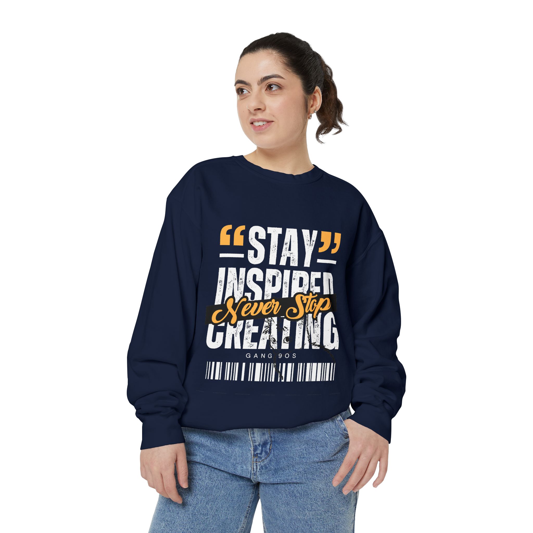 Never Stop Cat Sweatshirt — Inspirational Graphic Sweatshirt - Image 2
