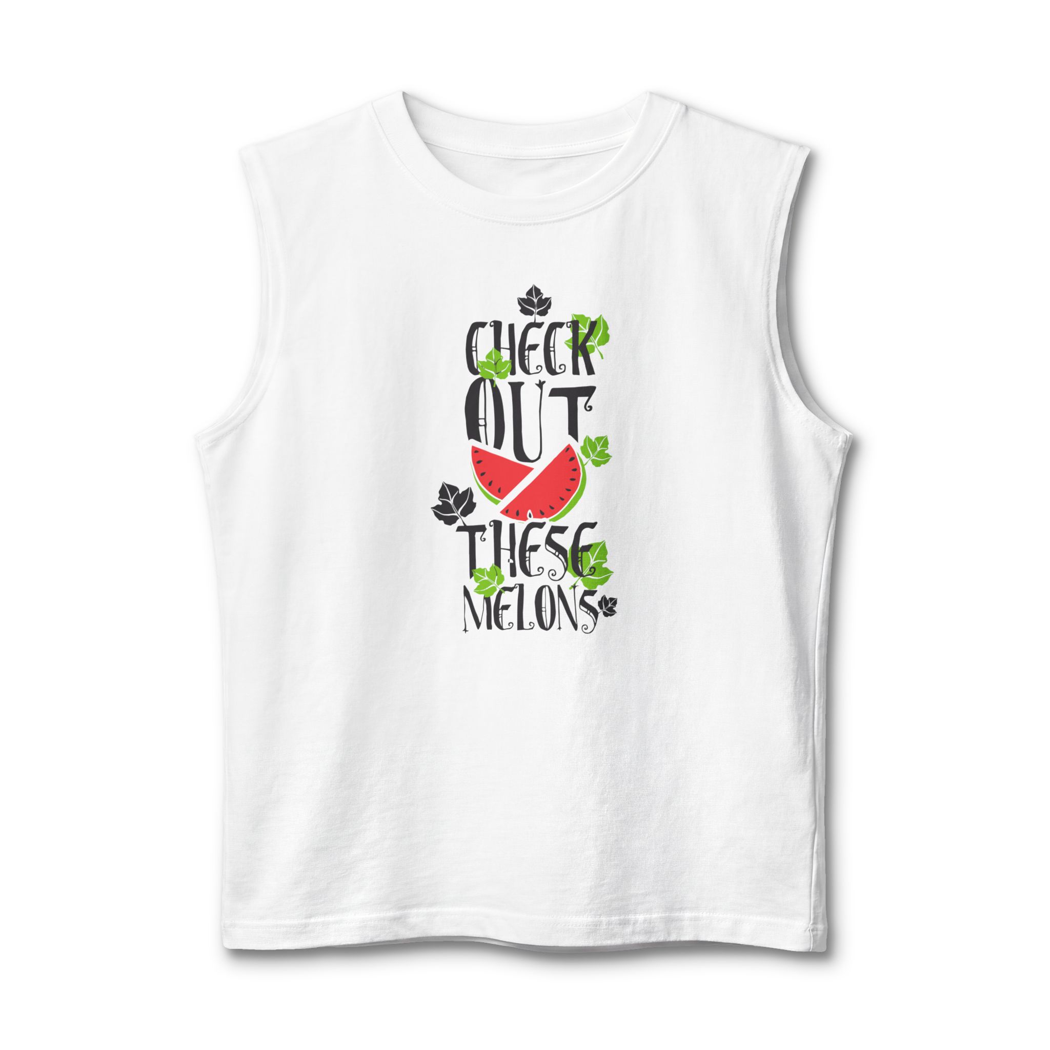 Check Out These Melons Muscle Tank — Funny Watermelon Summer Tank Top - Image 3