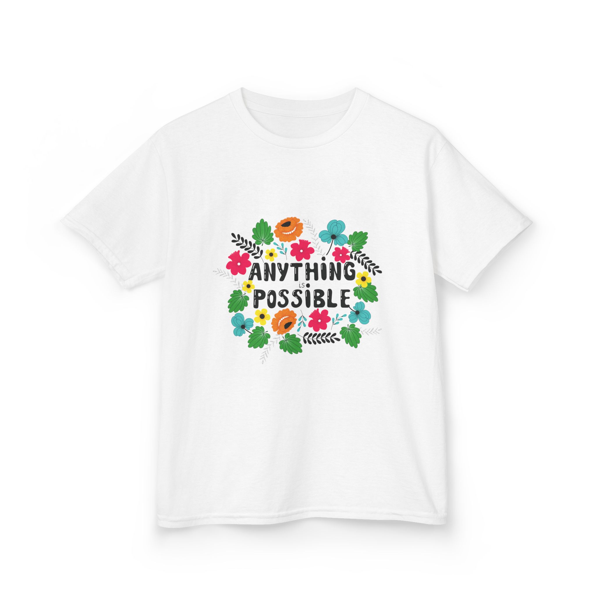 Kids Tee — "Anything Is Possible" Floral Inspirational Shirt - Image 2