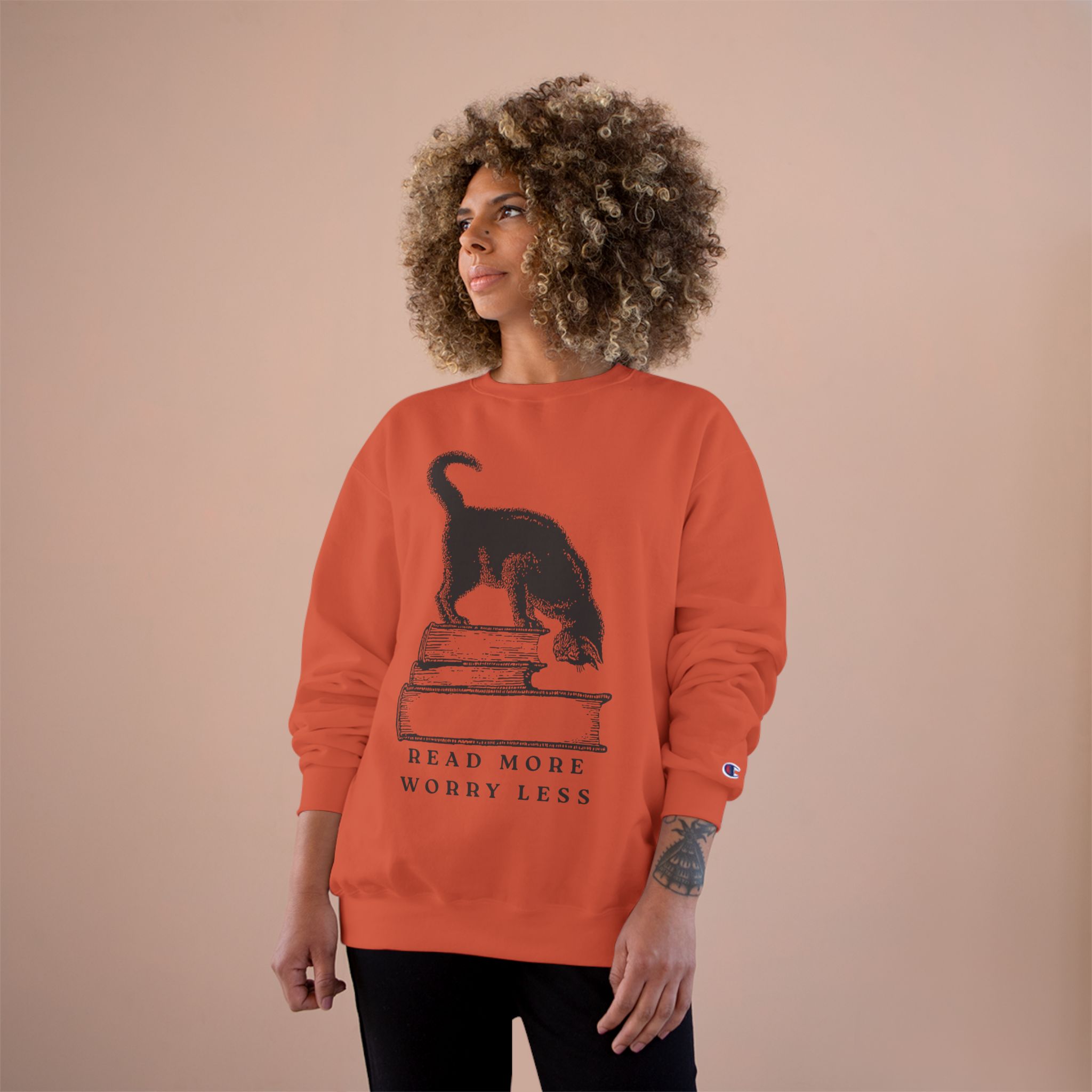Cat on Books Cozy Reading Sweatshirt - Image 6