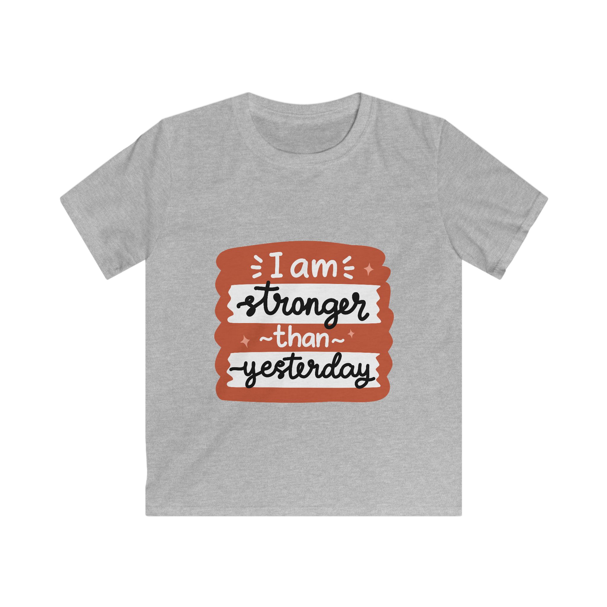 "I Am Stronger Than Yesterday" Inspirational Graphic Kids Tee - Image 4