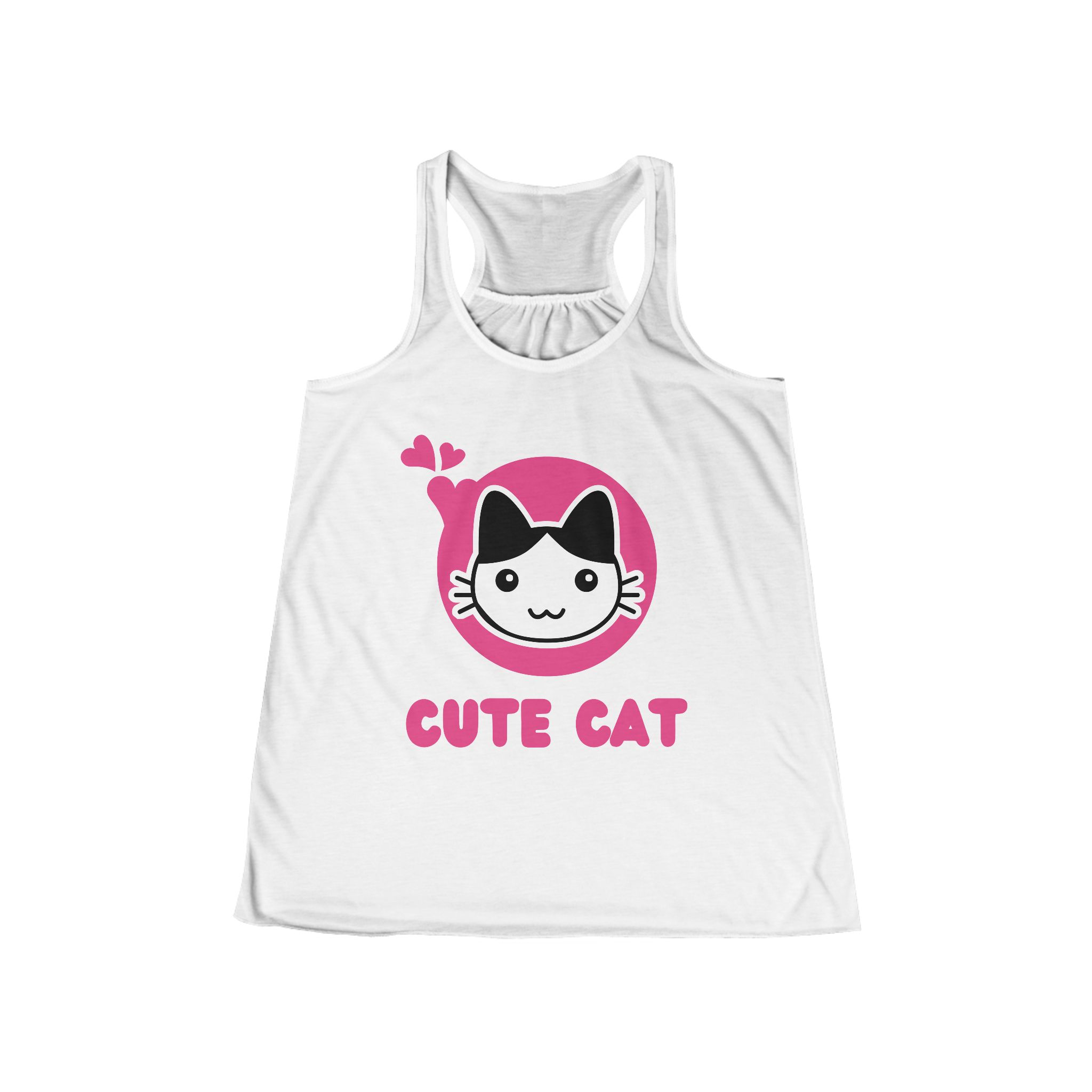 Cute Cat Racerback Tank Top - Women's Flowery Pink Cat Graphic - Image 4