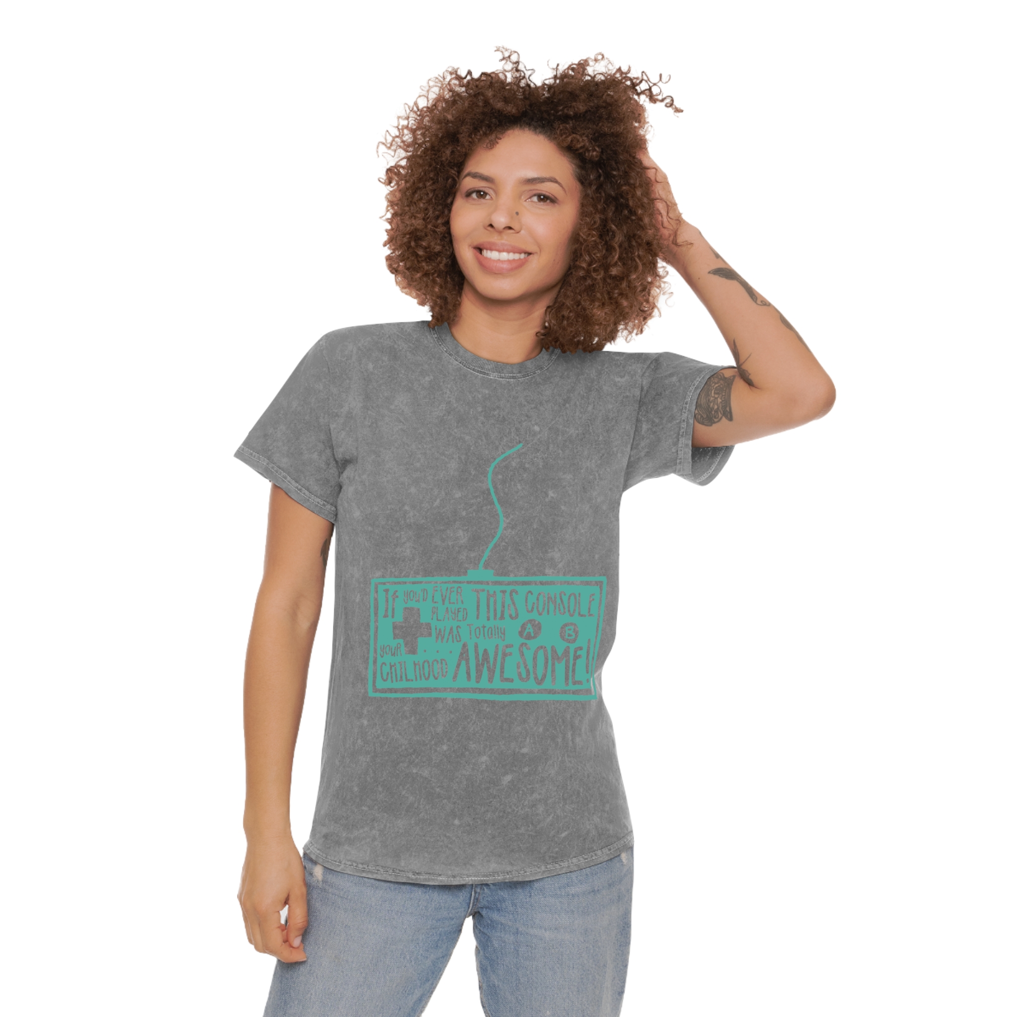 Mineral Wash T-Shirt — Retro Coffee & Cats Graphic - Image 3