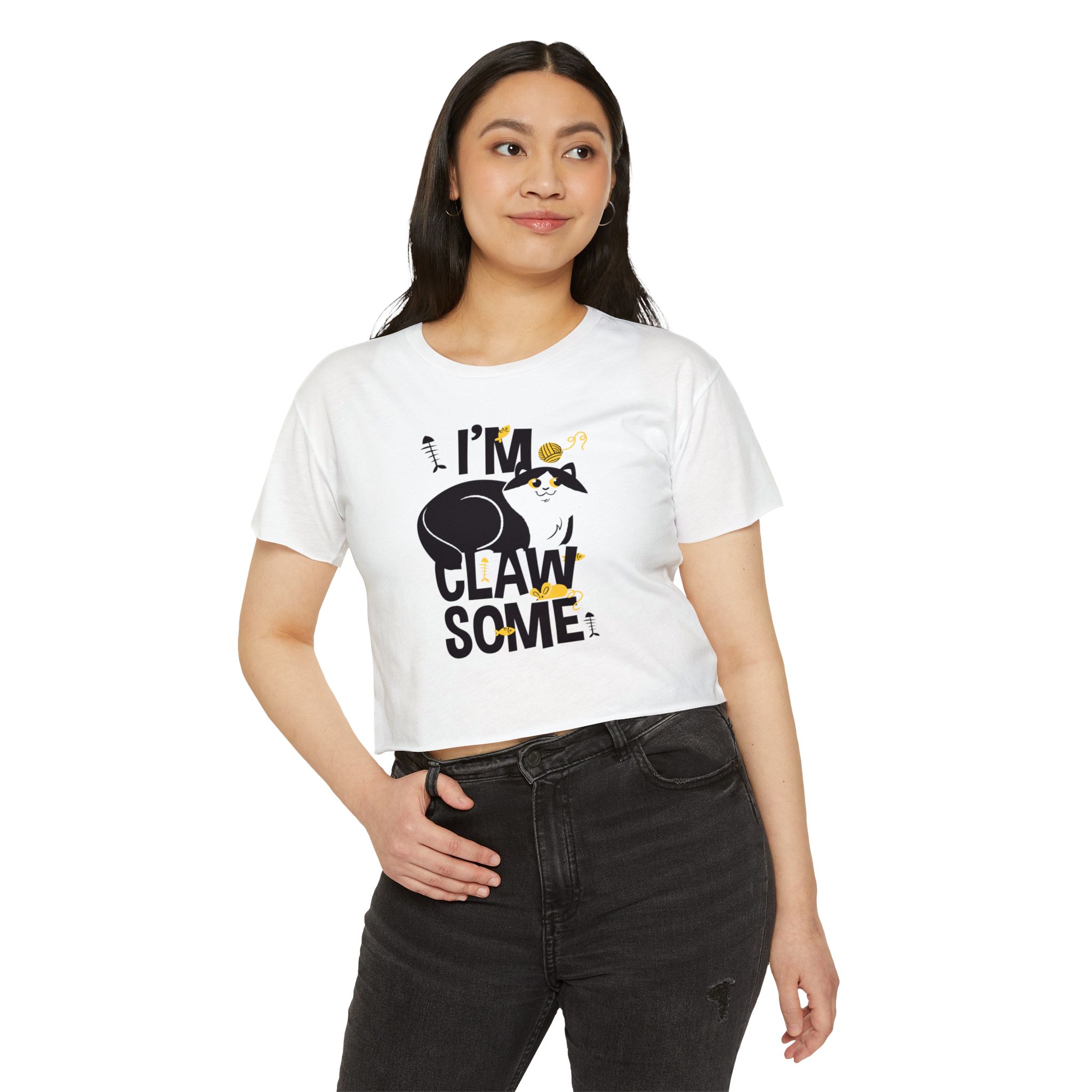 Festival Crop Top — "I’m Clawsome" Raccoon Graphic - Image 5