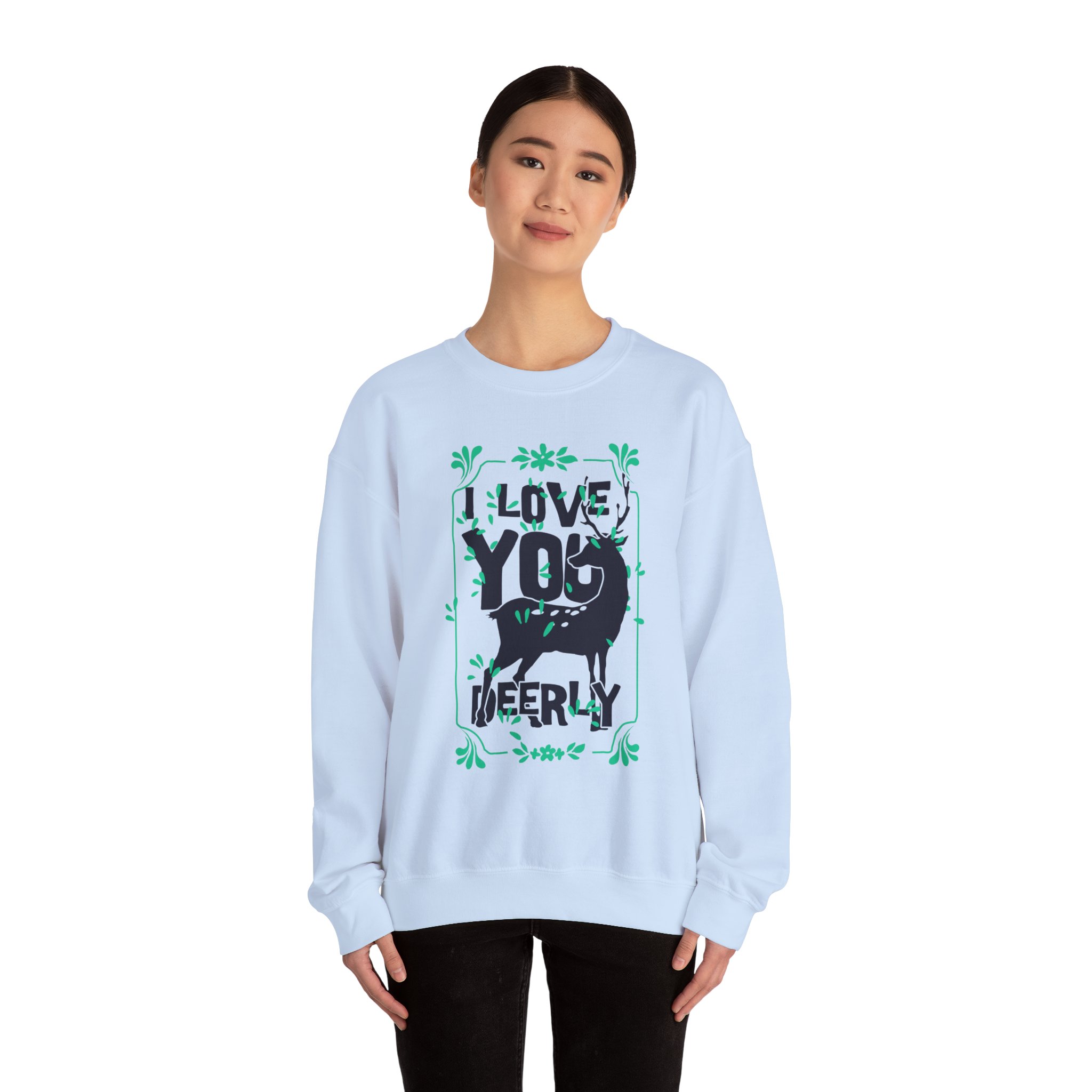 Crewneck Sweatshirt — "I Love You Deerly" Graphic - Image 3