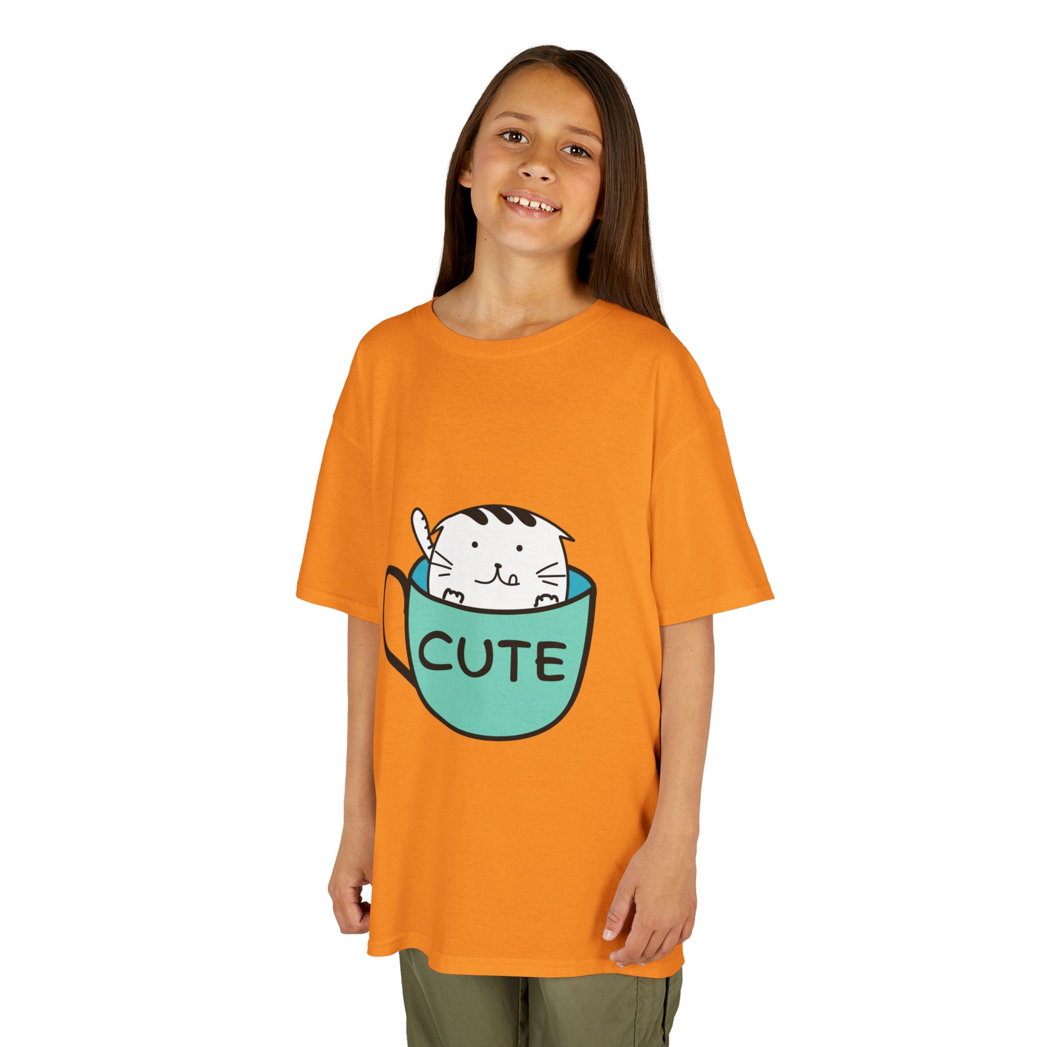 Kids Tee — 'Cute' Cat in Teacup Graphic - Image 3