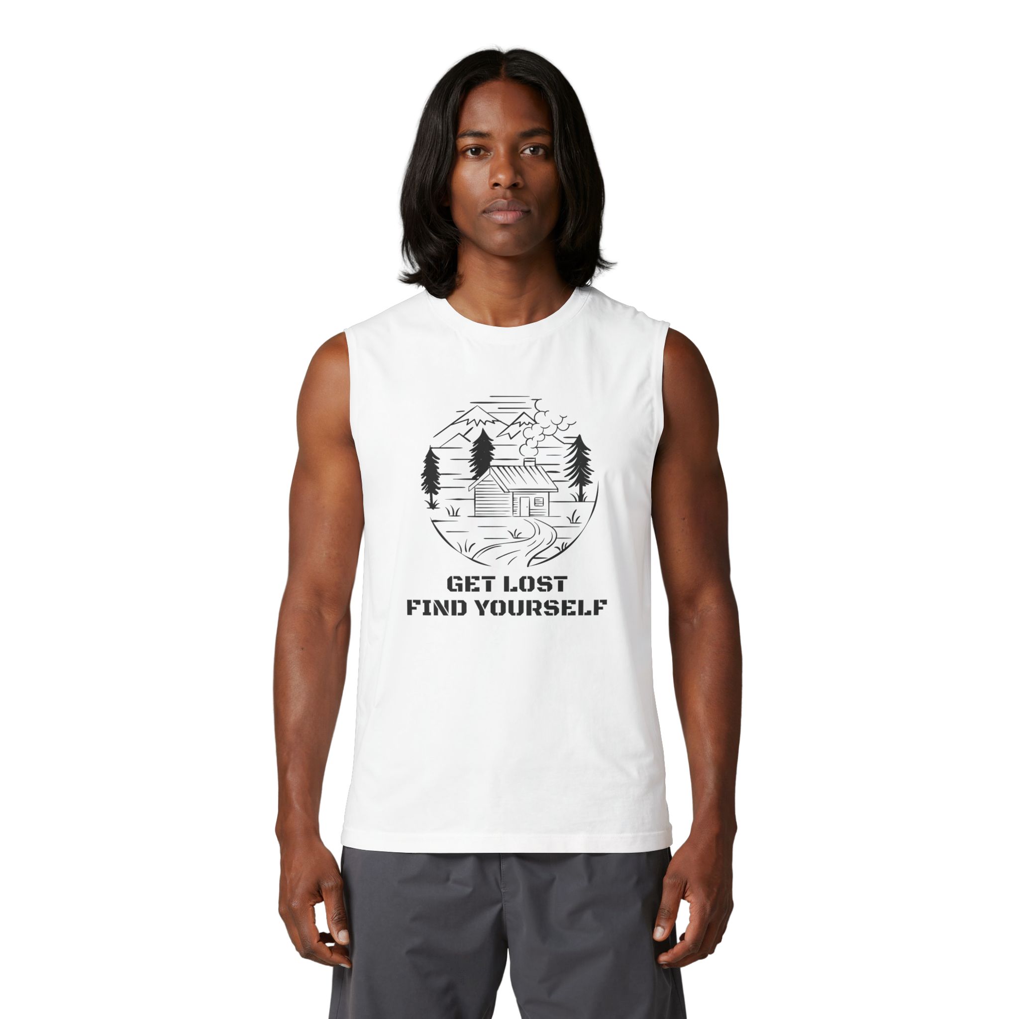 'Get Lost, Find Yourself' Cabin Adventure Graphic Tank Top - Image 3