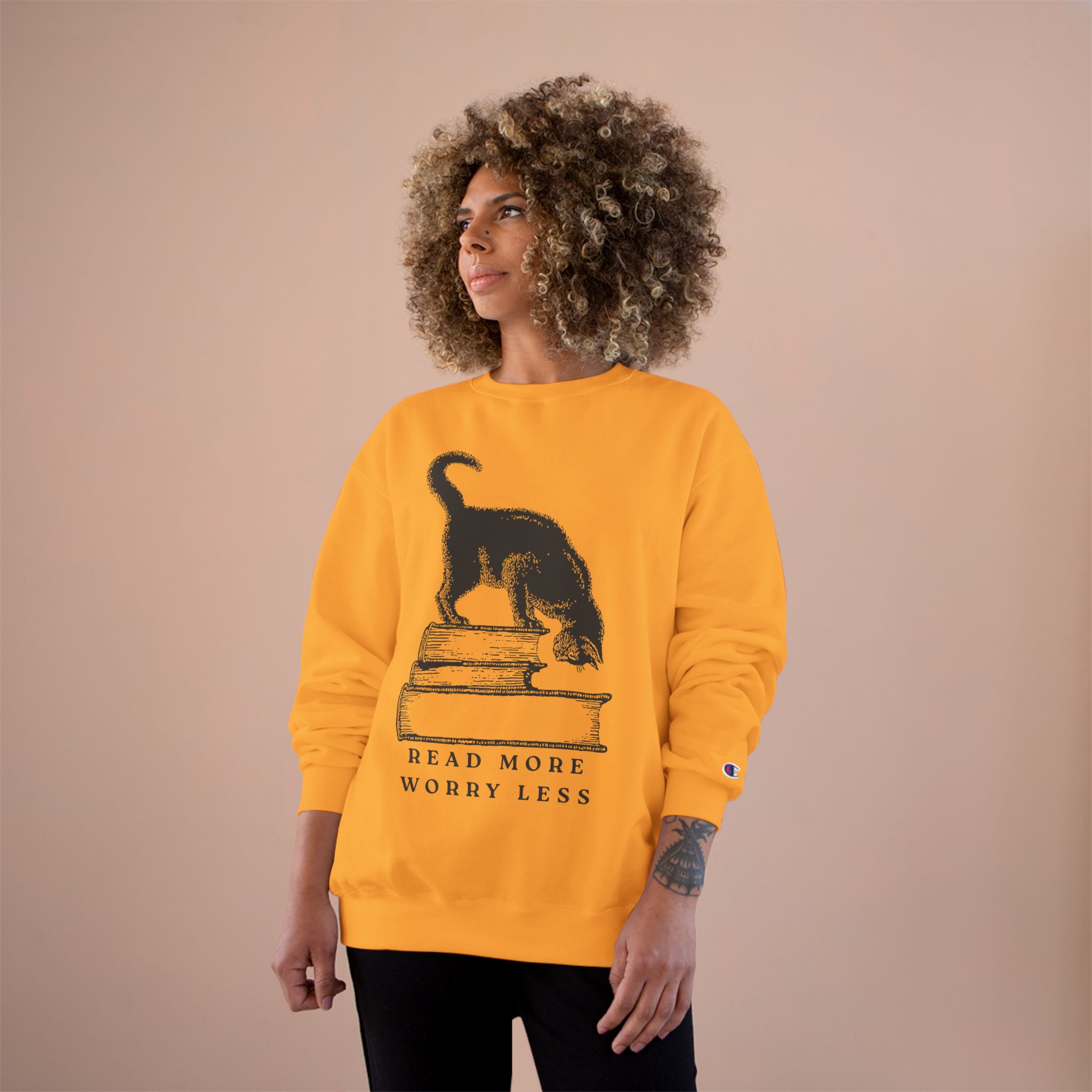 Cat on Books Cozy Reading Sweatshirt - Image 8