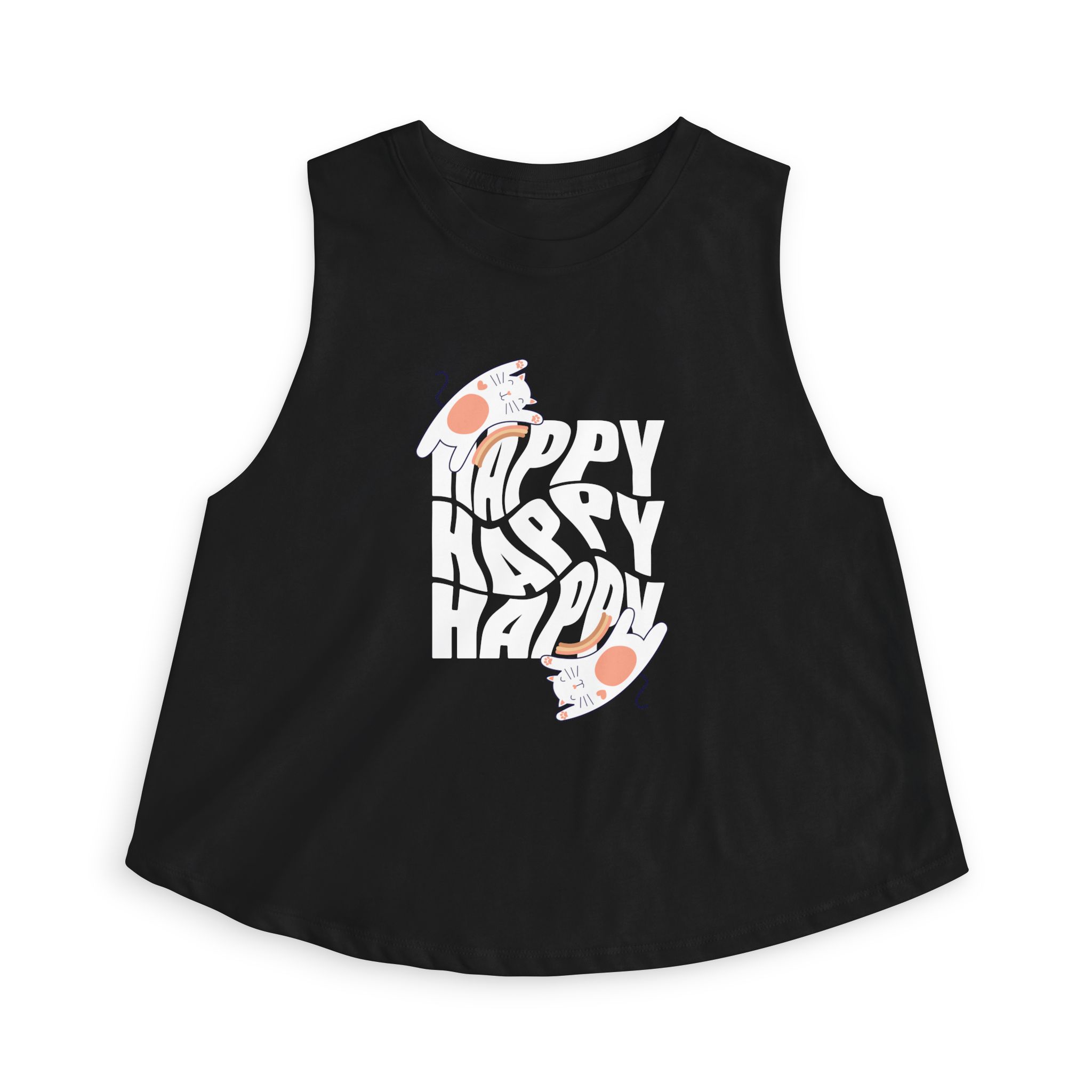 Happy Sushi Women's Crop Top — Retro 'Happy' Graphic Tank for Casual Summer Wear - Image 4