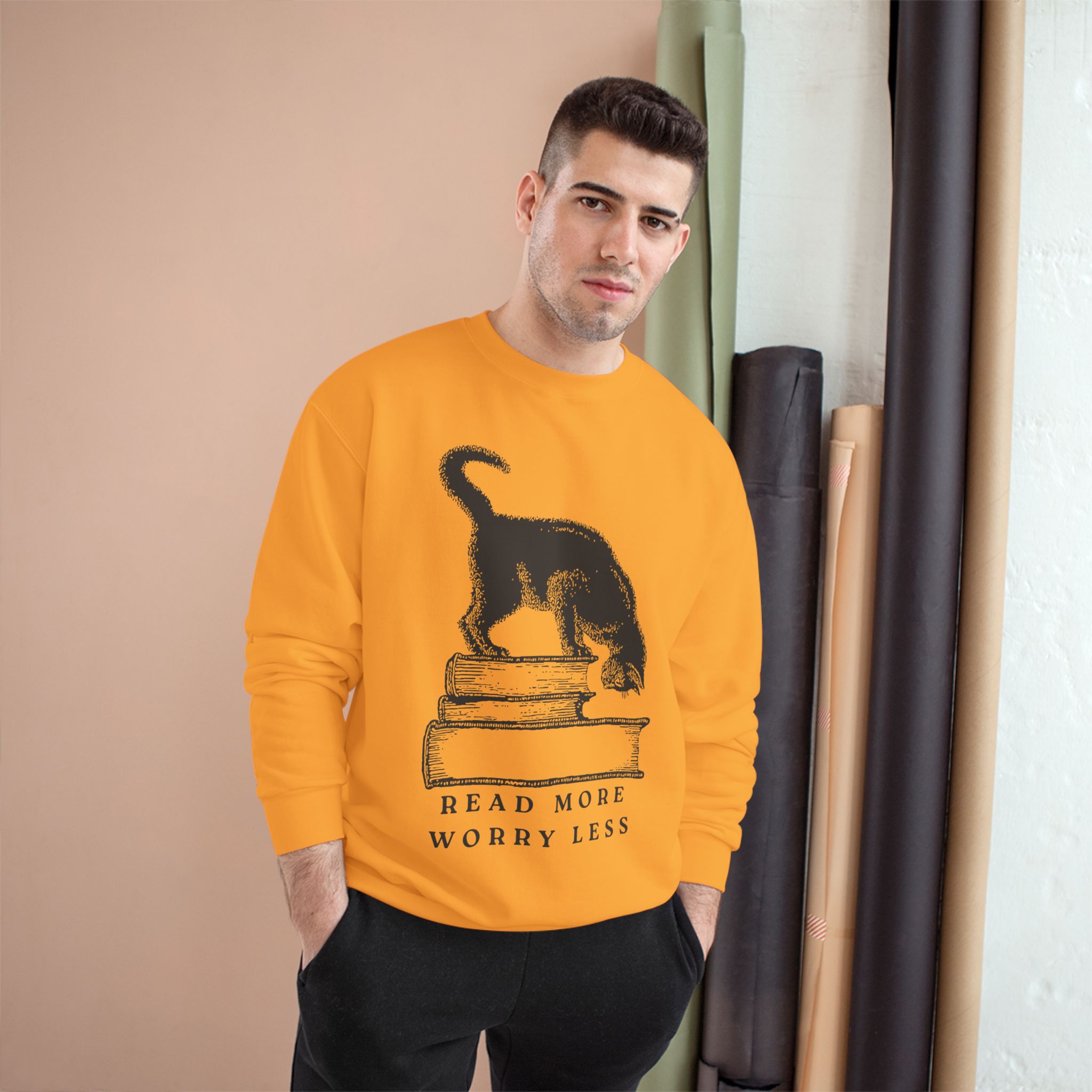 Cat on Books Cozy Reading Sweatshirt - Image 7