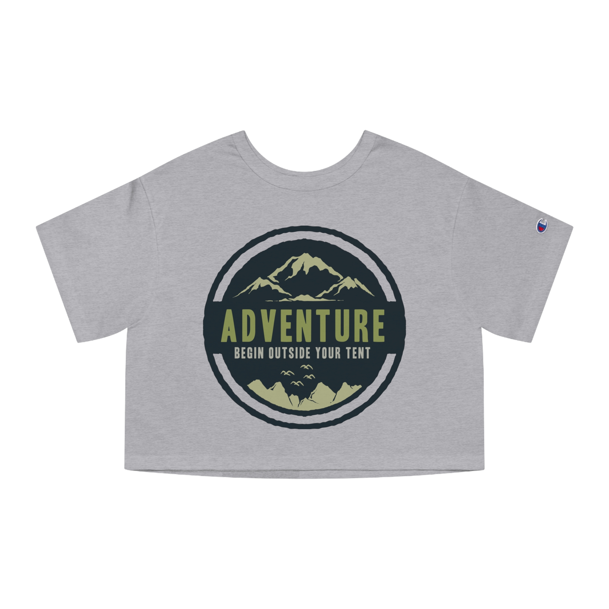 Adventure Graphic Cropped T-Shirt — "Begin Outside Your Tent" - Image 6