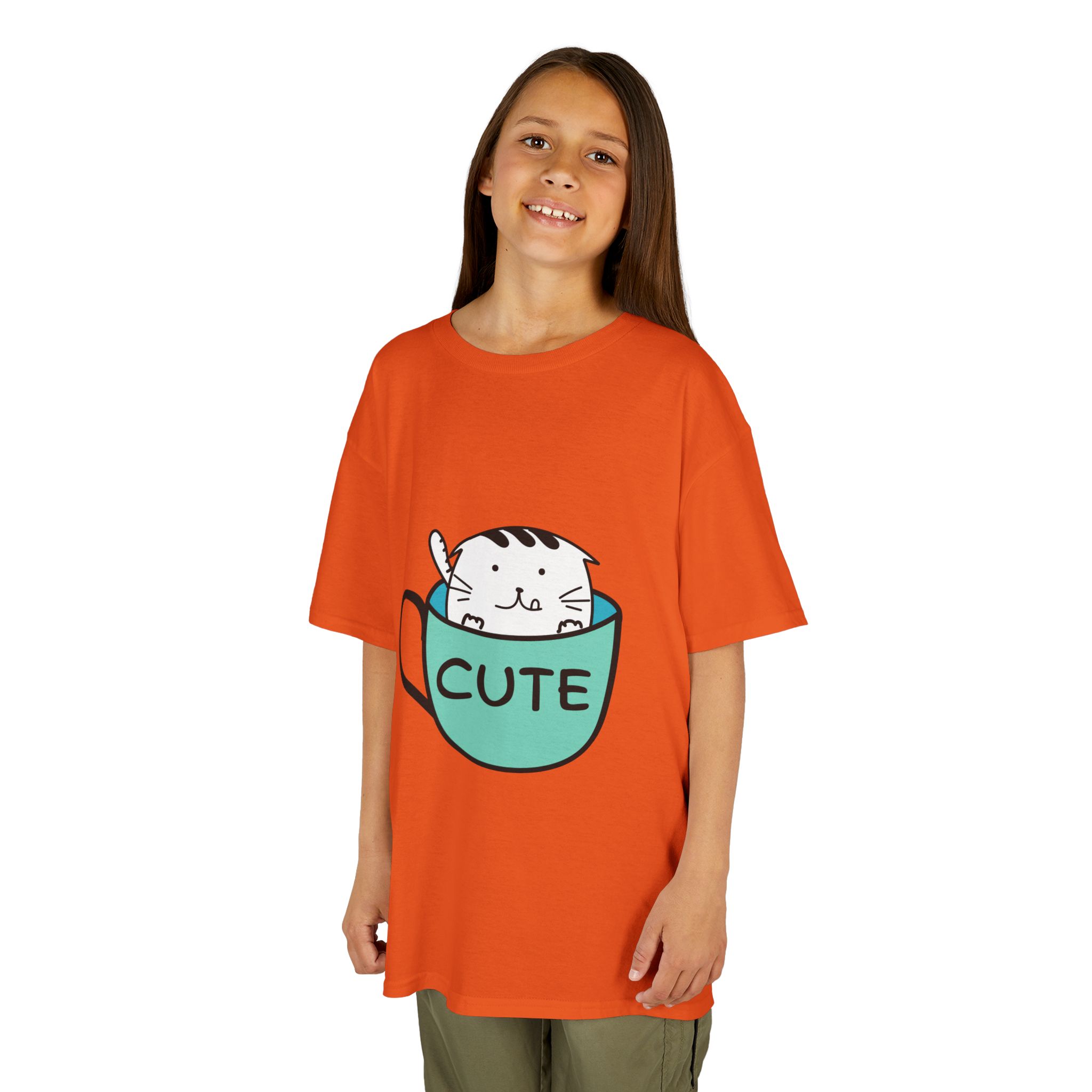 Kids Tee — 'Cute' Cat in Teacup Graphic - Image 5