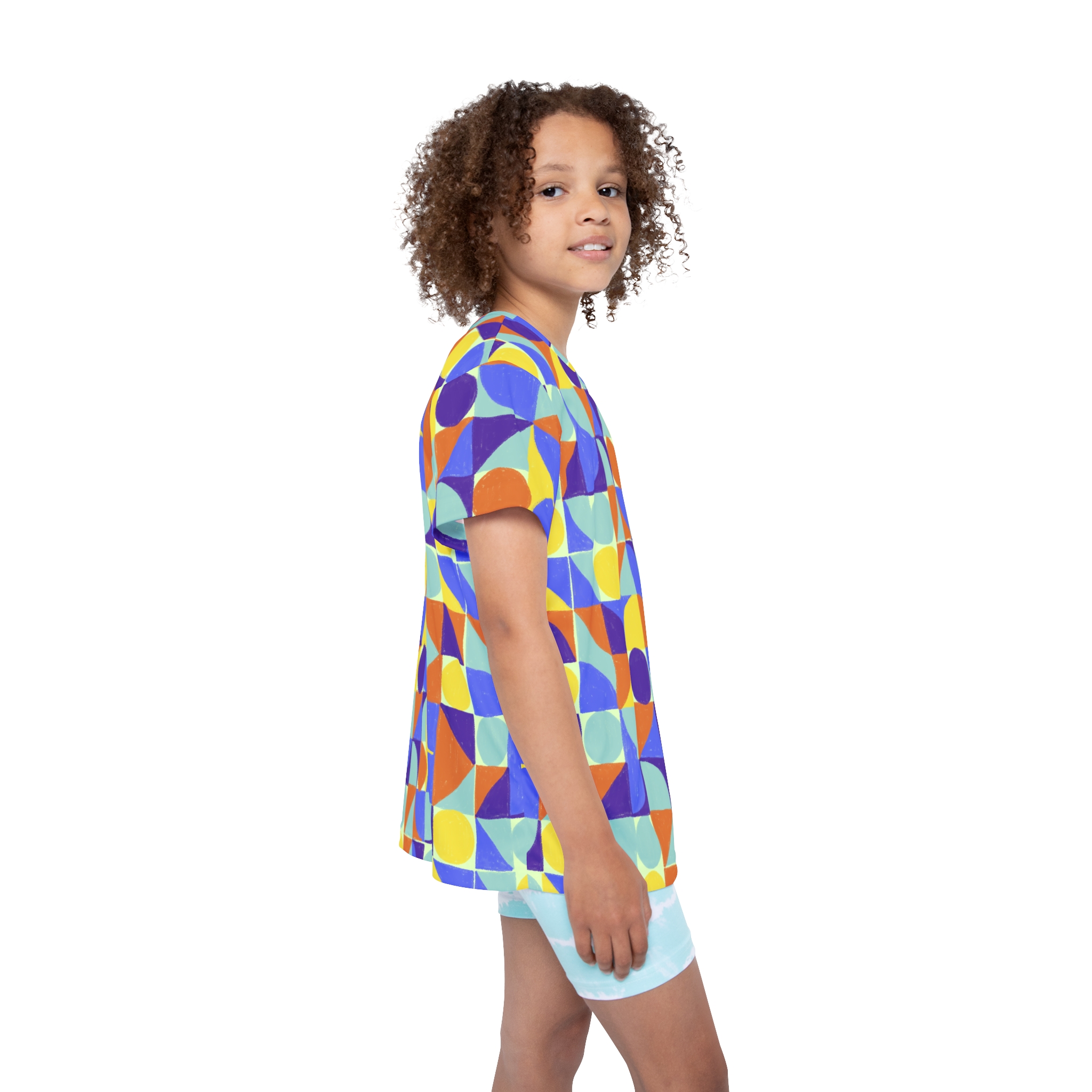 Kids Geometric Sports Jersey — Colorful Retro Shapes All-Over Print - Image 8