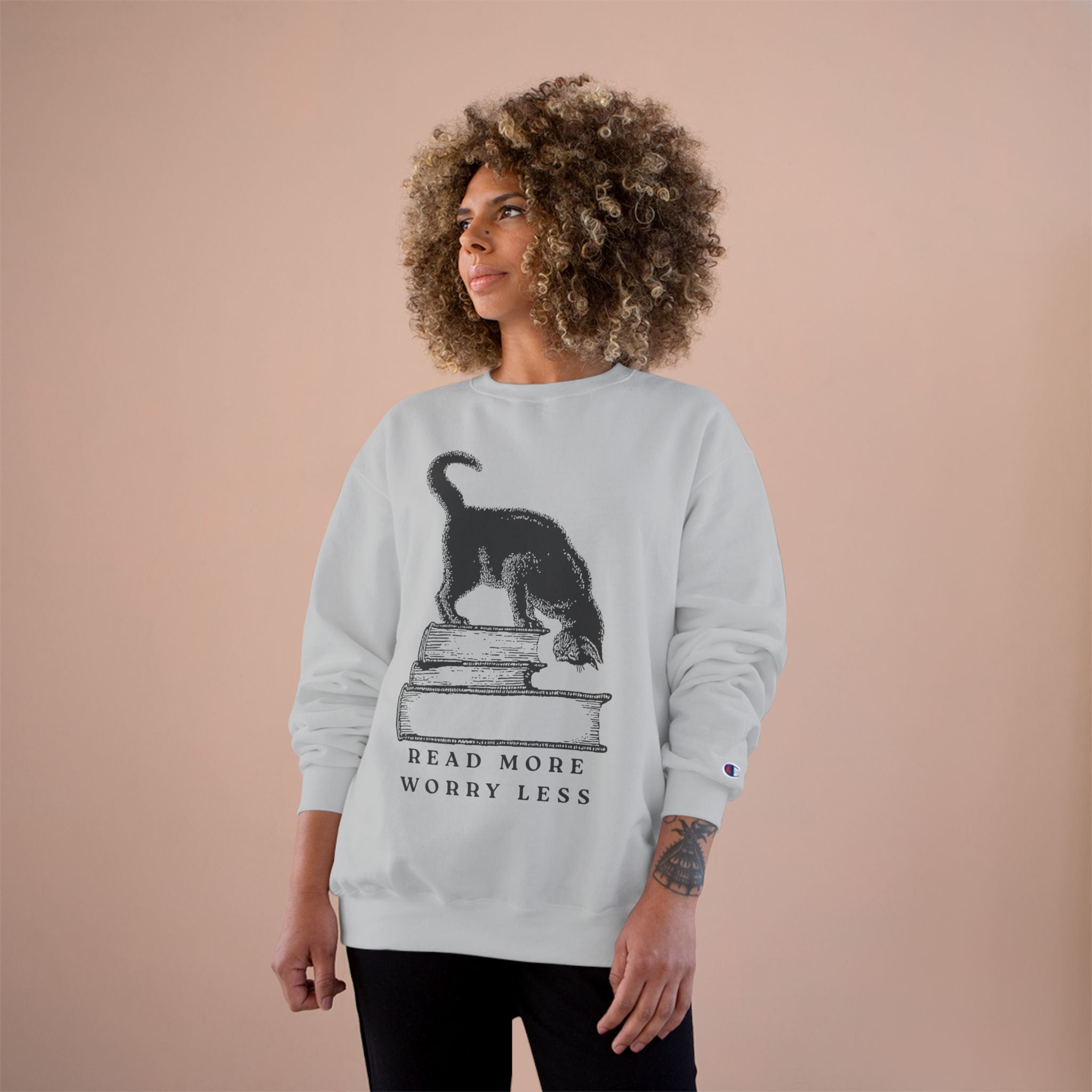 Cat on Books Cozy Reading Sweatshirt - Image 4