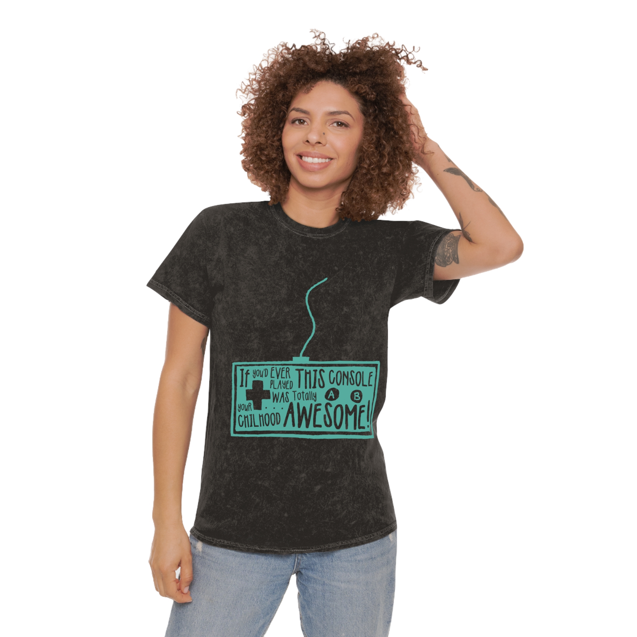 Mineral Wash T-Shirt — Retro Coffee & Cats Graphic - Image 2