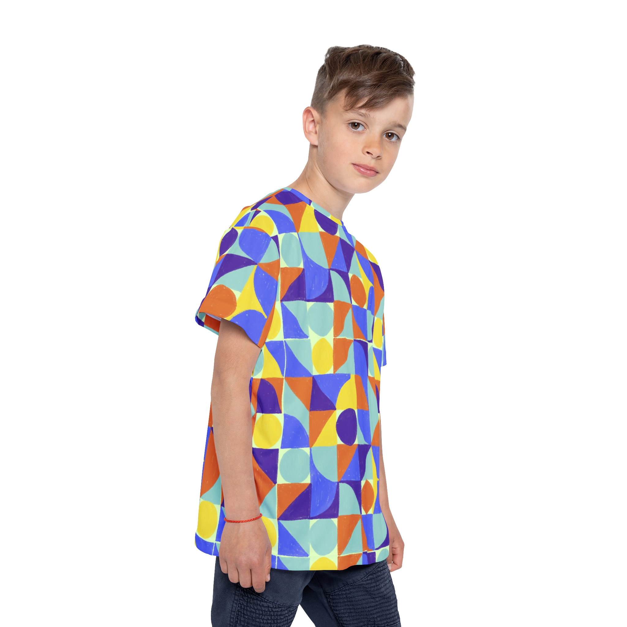 Kids Geometric Sports Jersey — Colorful Retro Shapes All-Over Print - Image 7