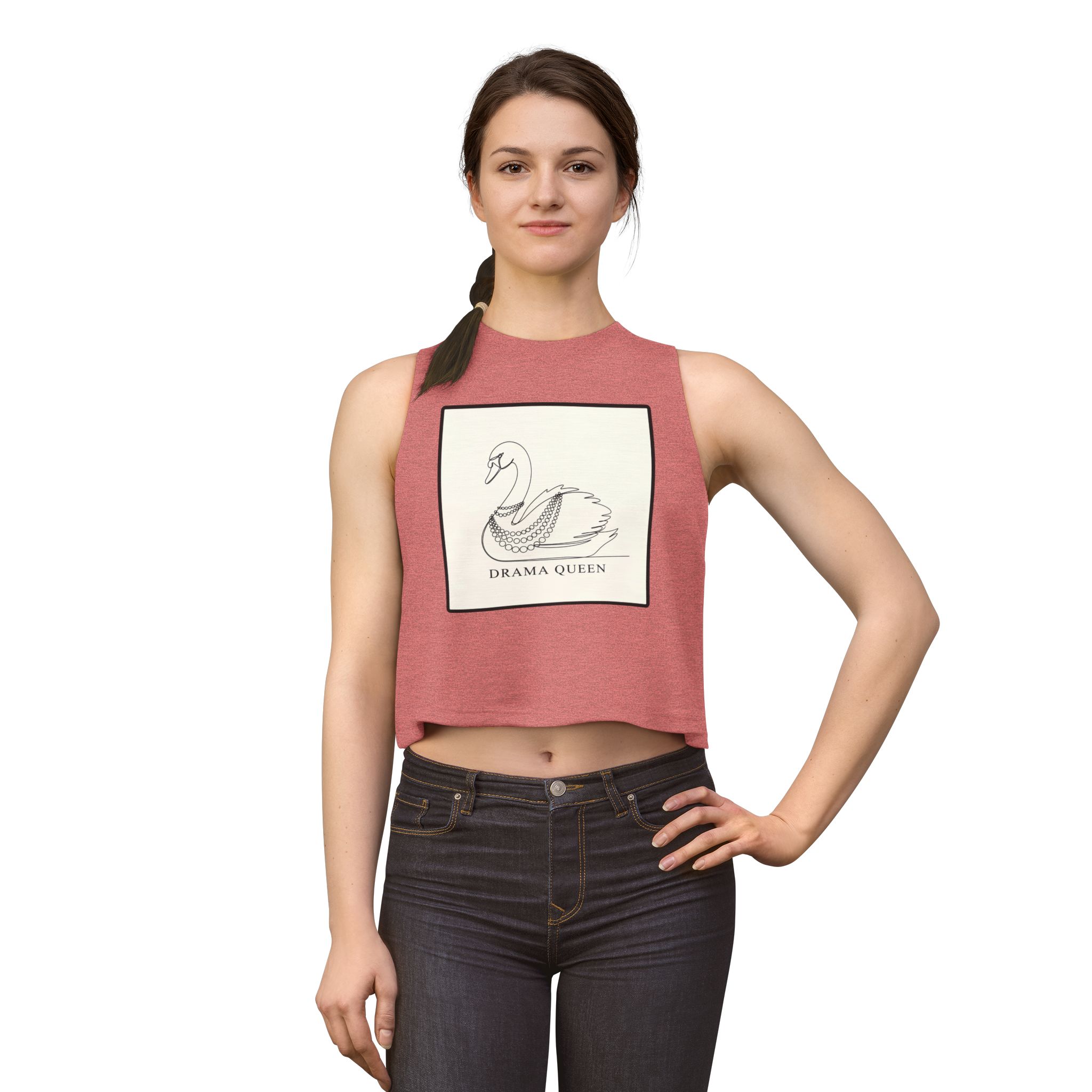 Drama Queen Swan Crop Top — Graphic Women's Cropped Tank - Image 2