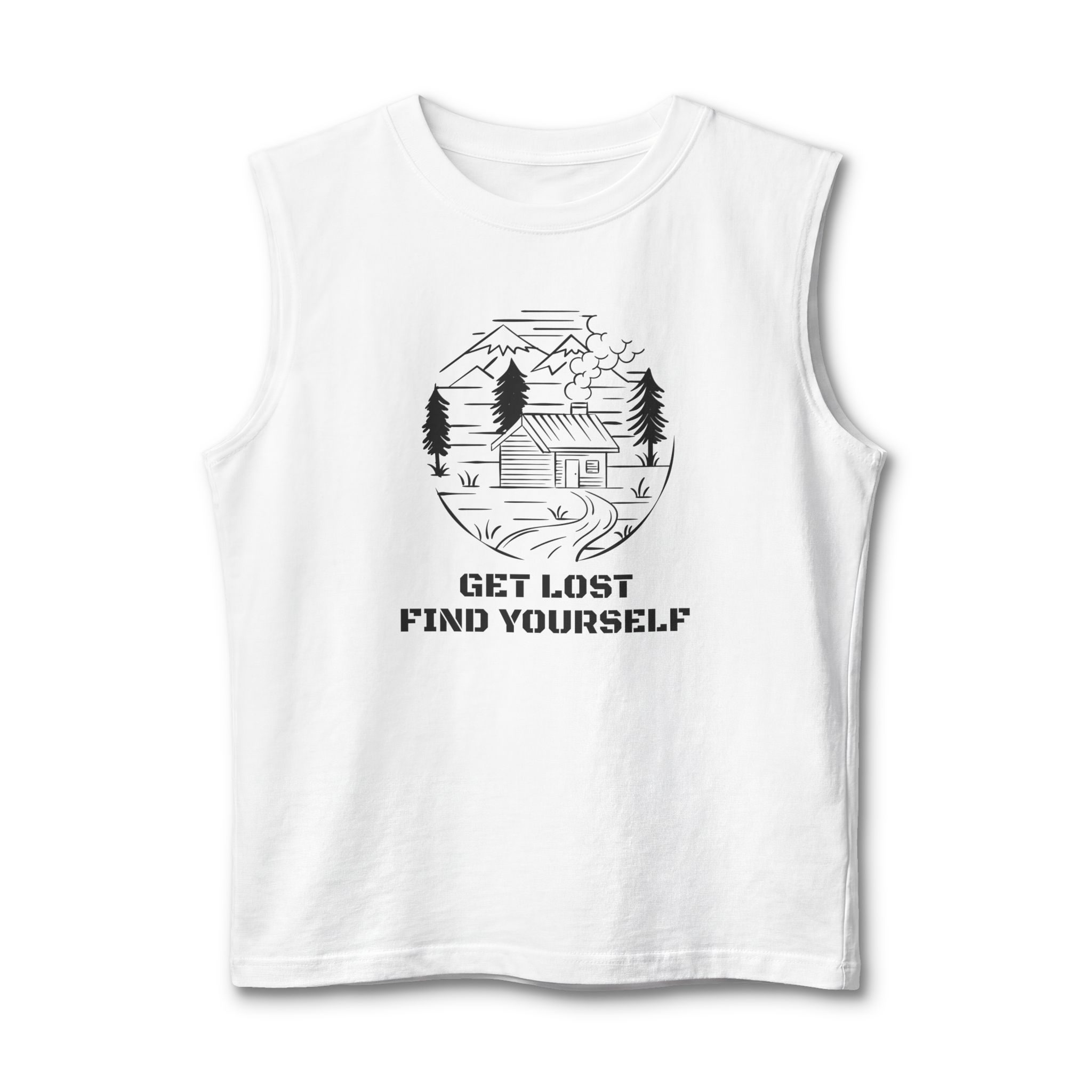 'Get Lost, Find Yourself' Cabin Adventure Graphic Tank Top - Image 4