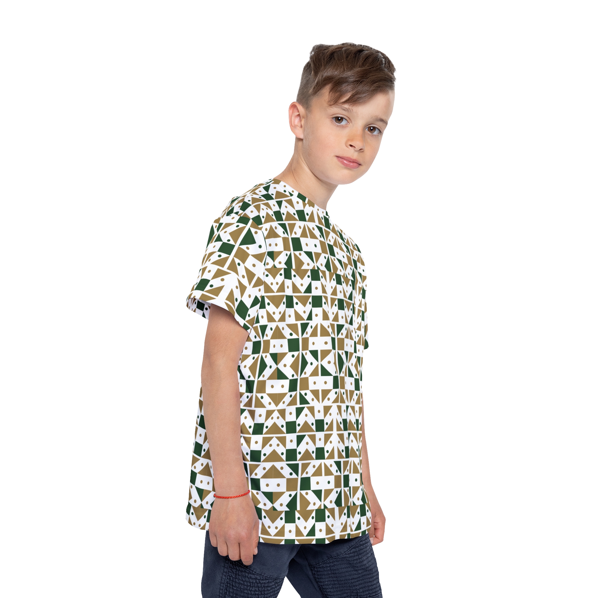 Geometric Green & Gold Kids Jersey - Image 7