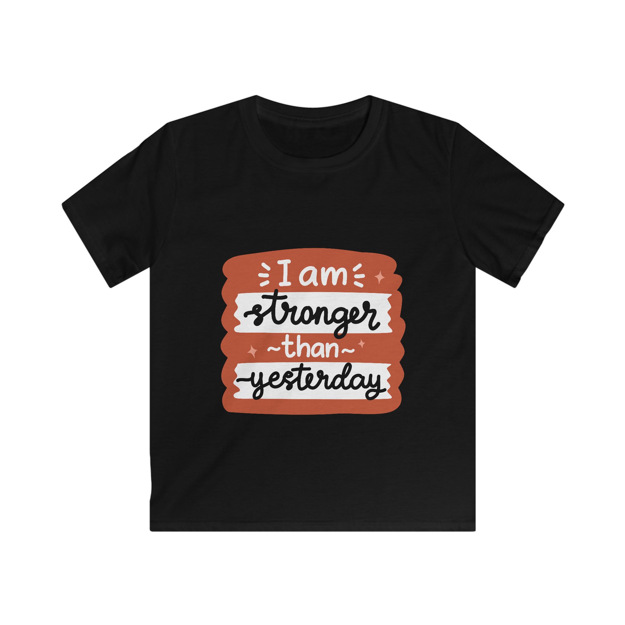"I Am Stronger Than Yesterday" Inspirational Graphic Kids Tee - Image 3