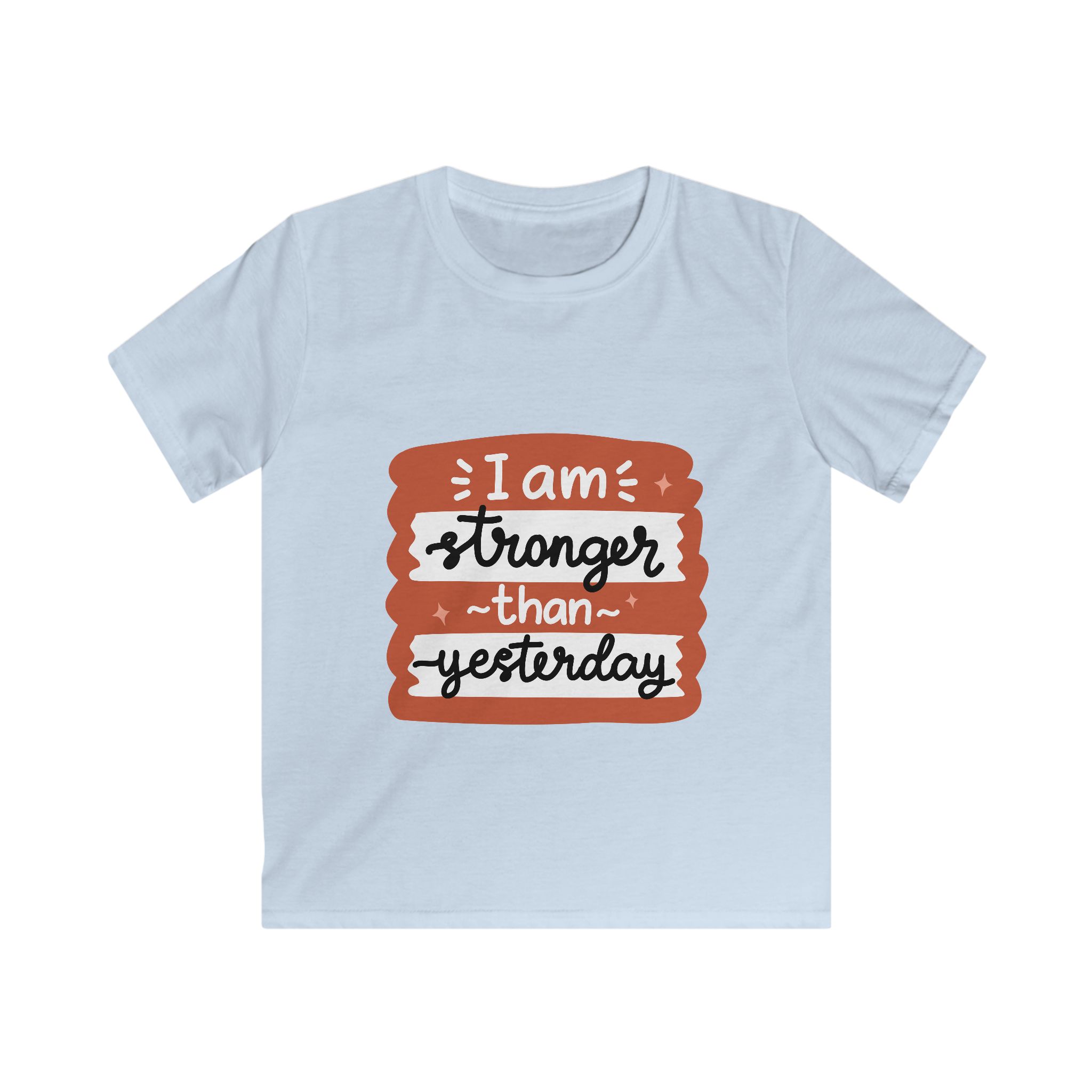 "I Am Stronger Than Yesterday" Inspirational Graphic Kids Tee - Image 5