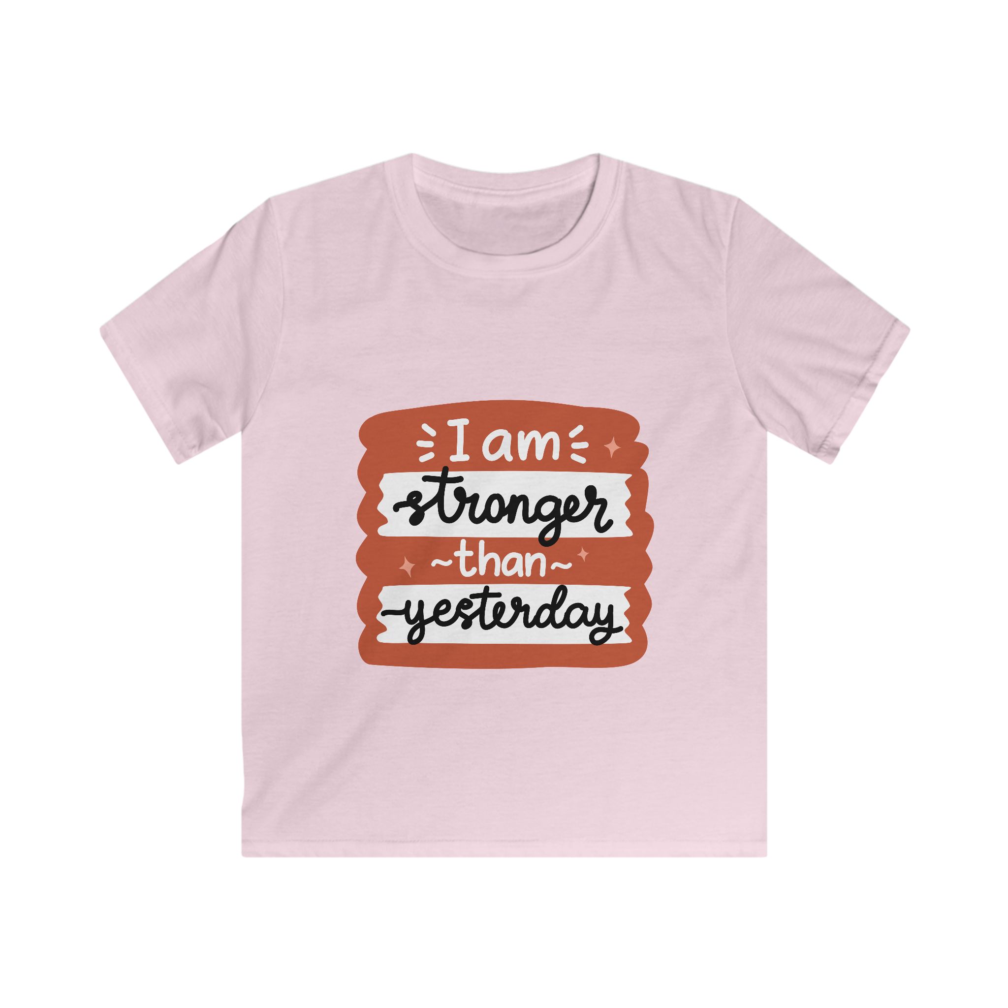 "I Am Stronger Than Yesterday" Inspirational Graphic Kids Tee - Image 2