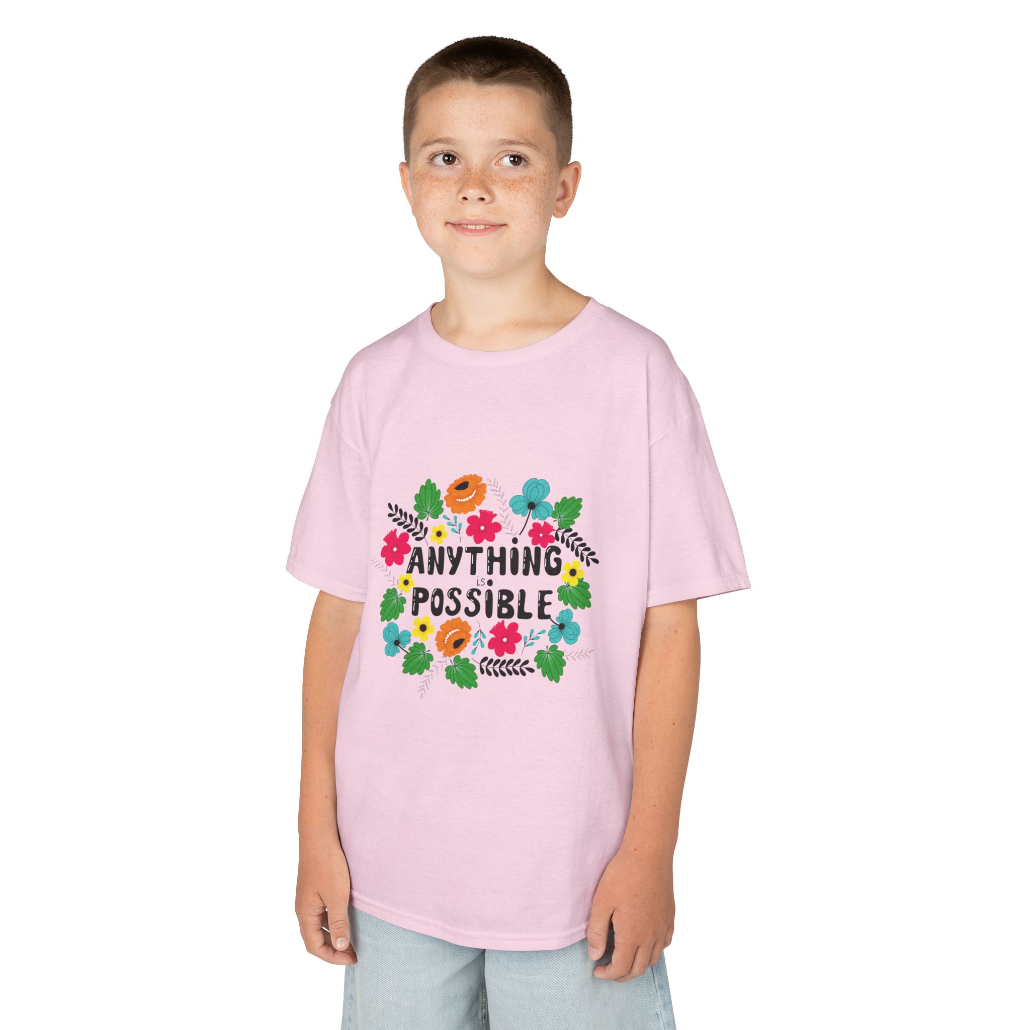 Kids Tee — "Anything Is Possible" Floral Inspirational Shirt - Image 5