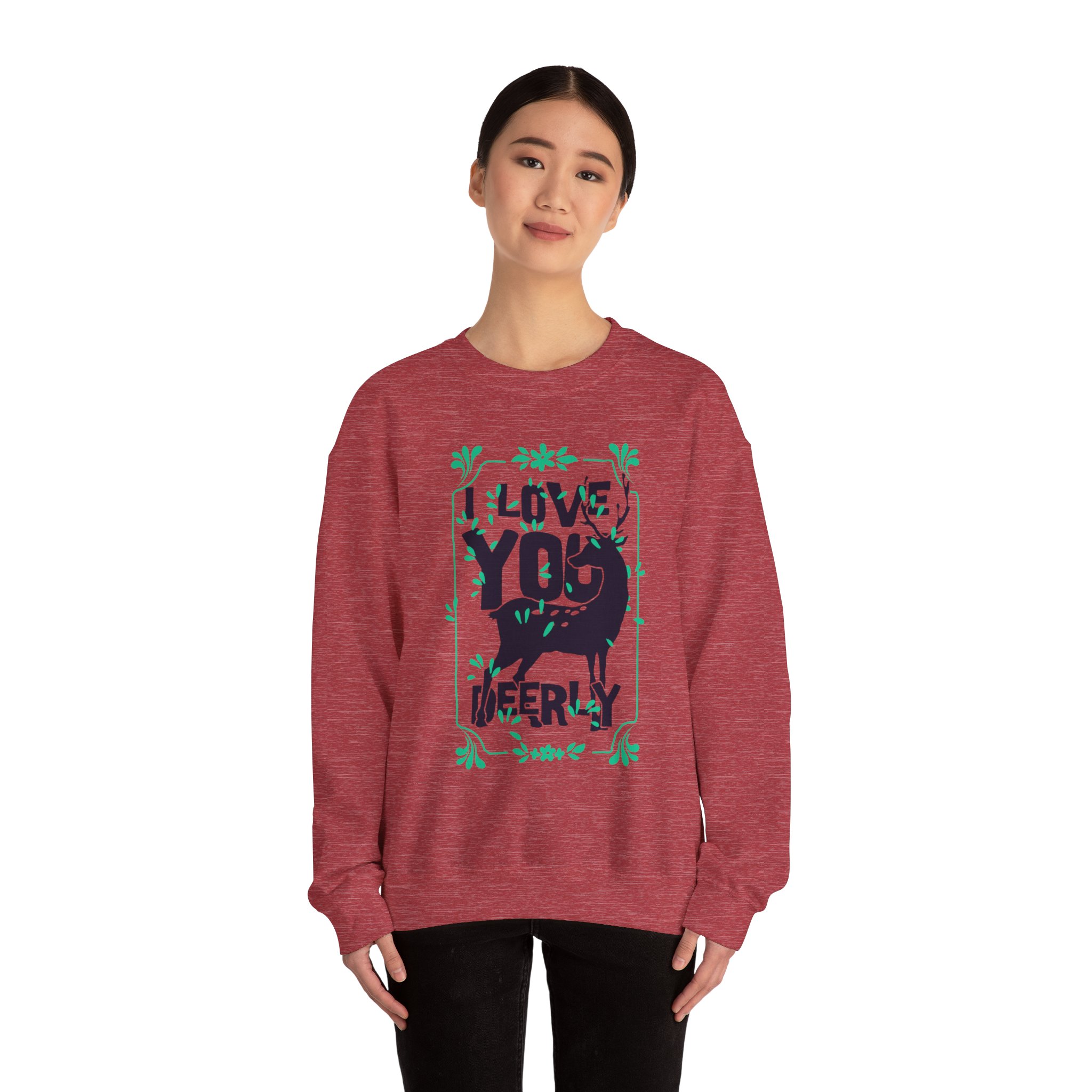 Crewneck Sweatshirt — "I Love You Deerly" Graphic - Image 6
