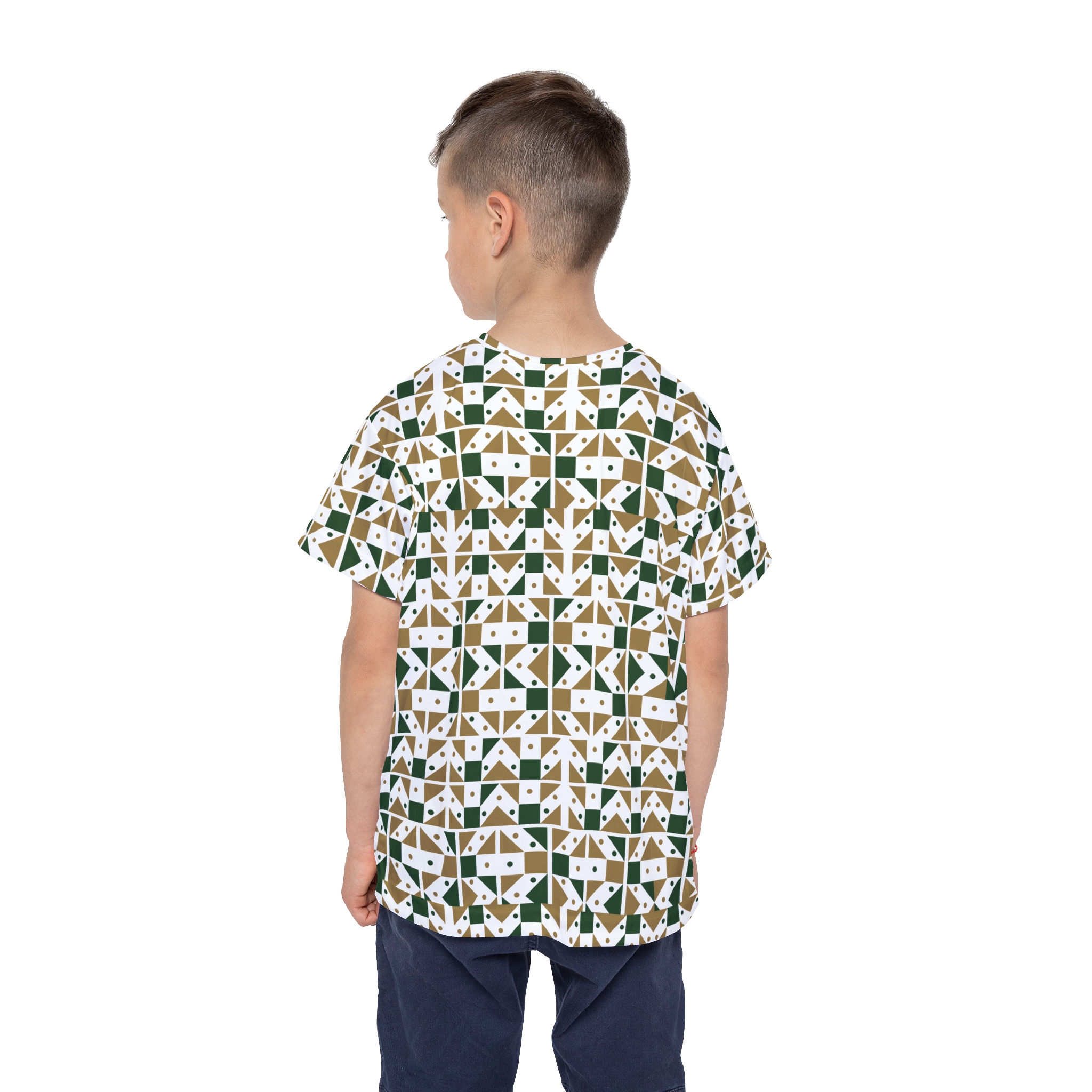Geometric Green & Gold Kids Jersey - Image 4