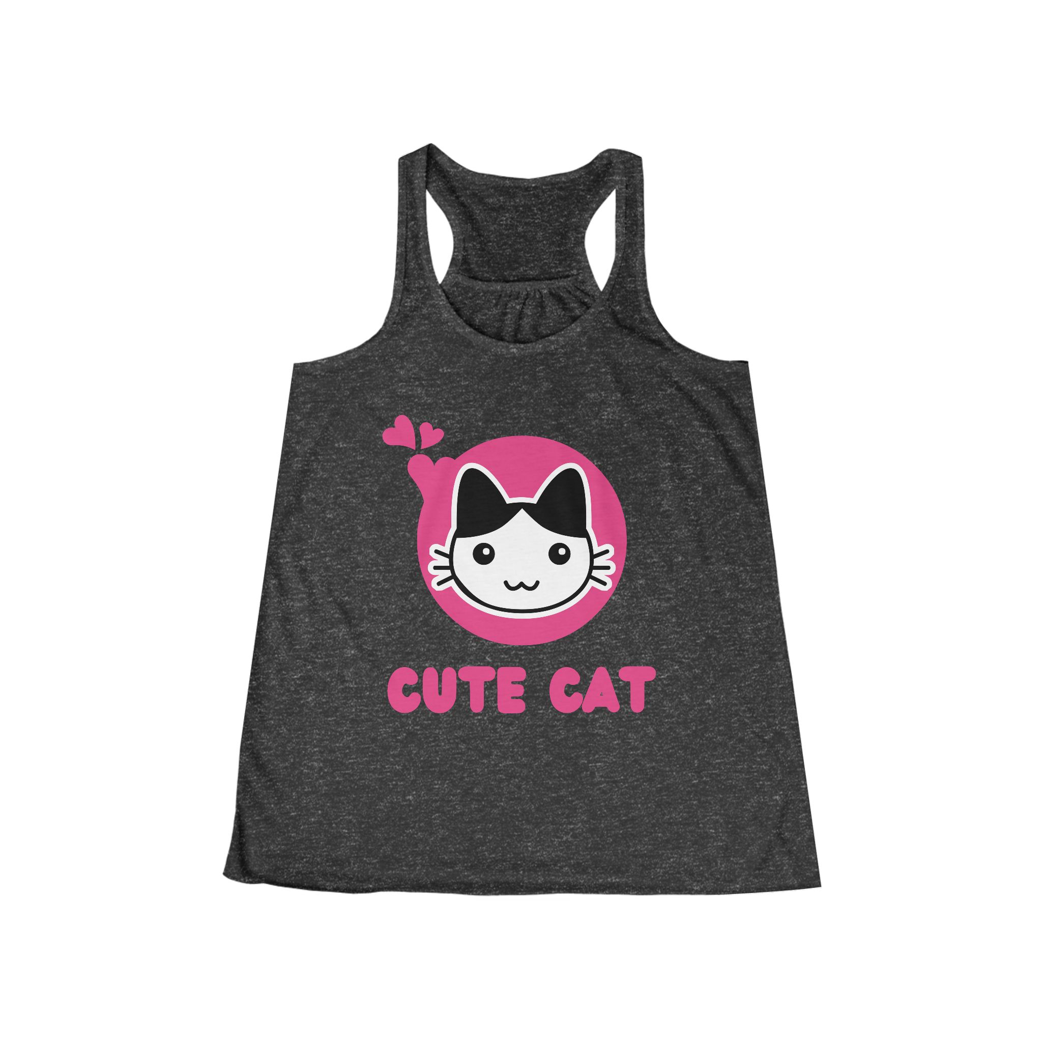 Cute Cat Racerback Tank Top - Women's Flowery Pink Cat Graphic - Image 6