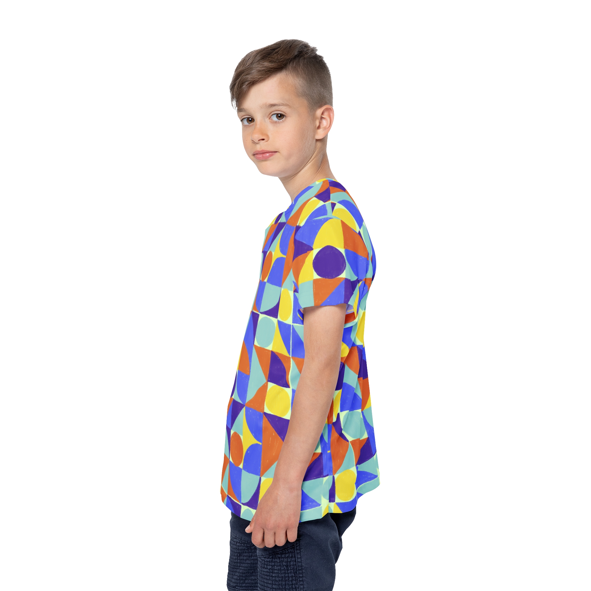 Kids Geometric Sports Jersey — Colorful Retro Shapes All-Over Print - Image 5