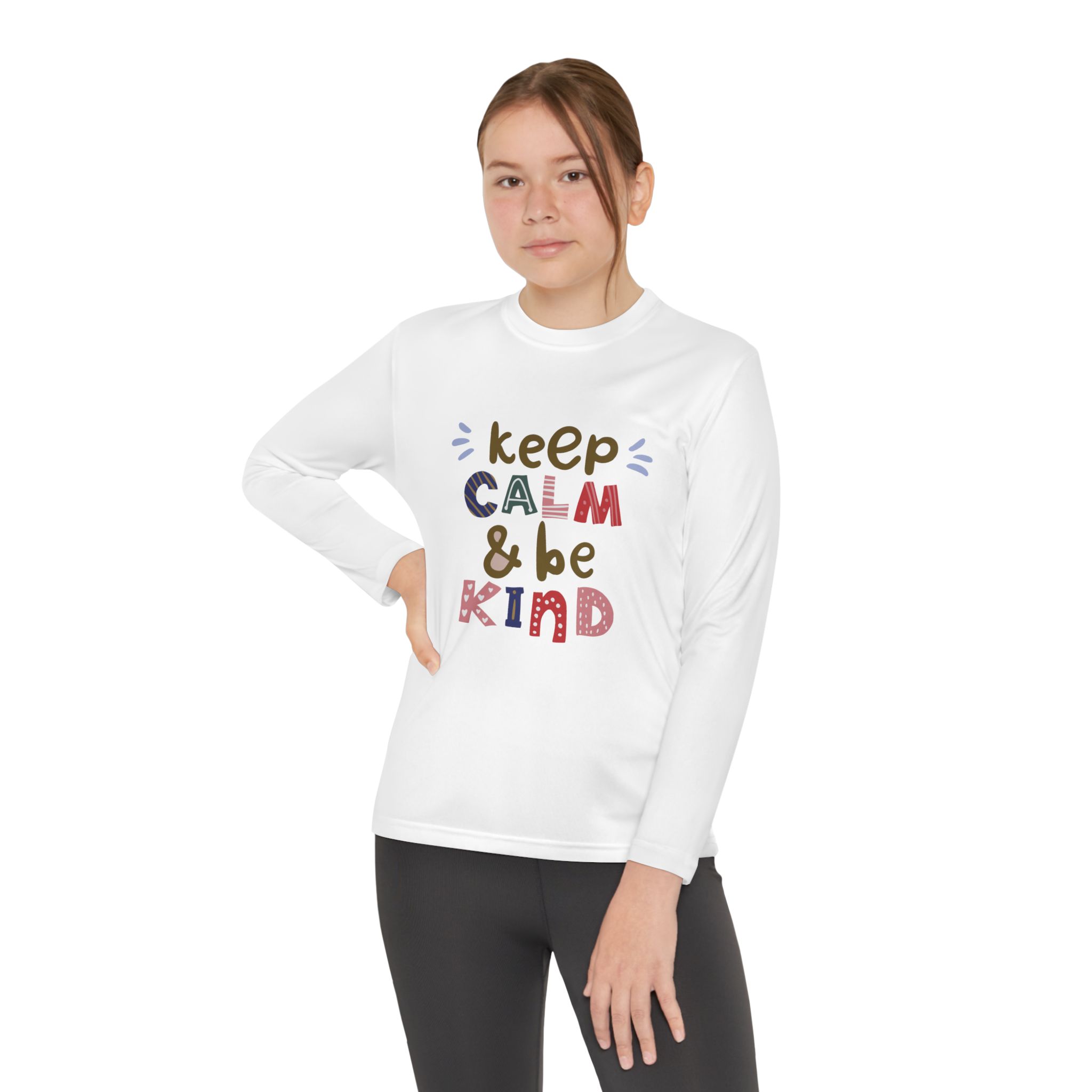 Keep Calm & Be Kind Youth Long Sleeve Tee - Image 4