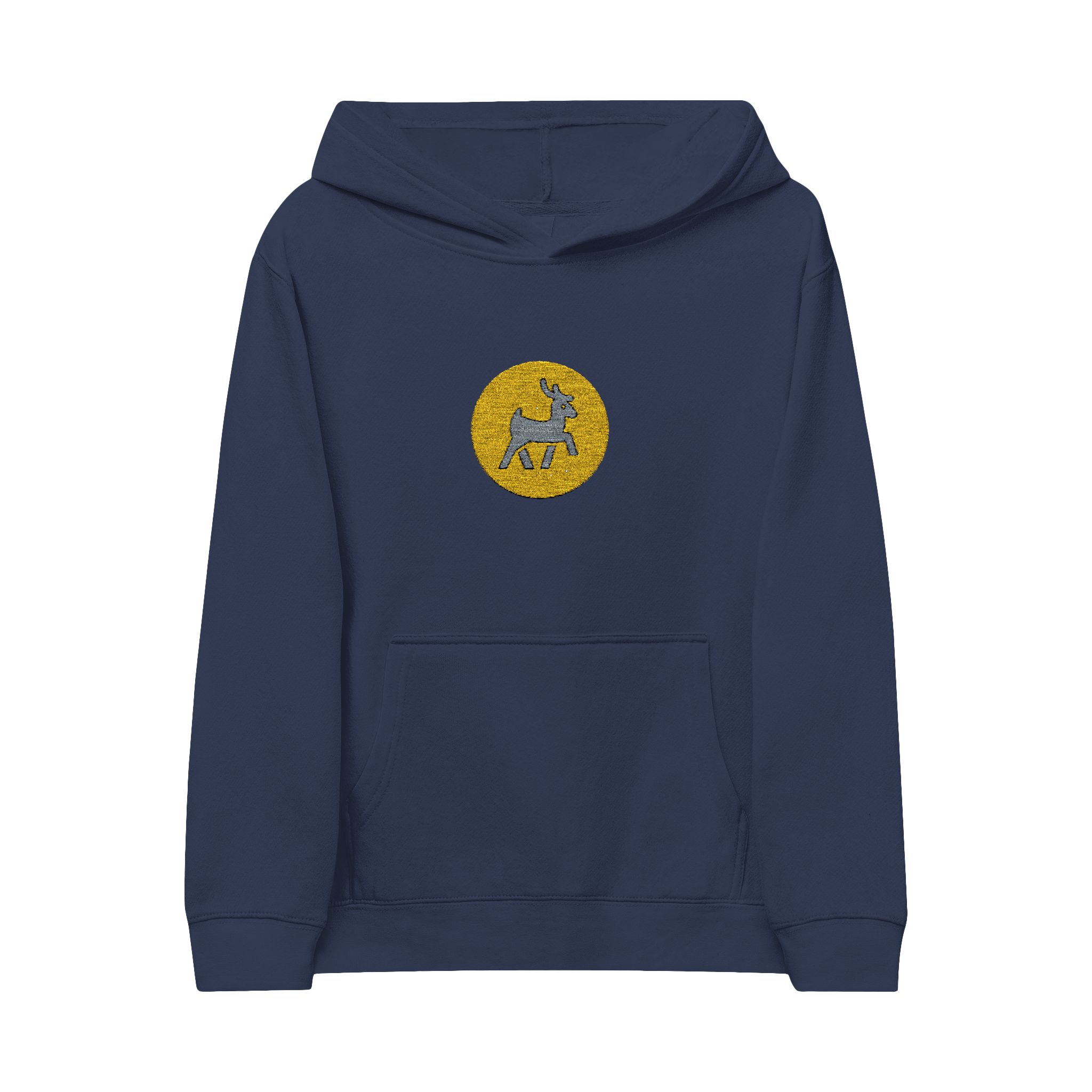 Kids Hoodie with Embroidered Yellow Sparkle Unicorn Patch - Image 2