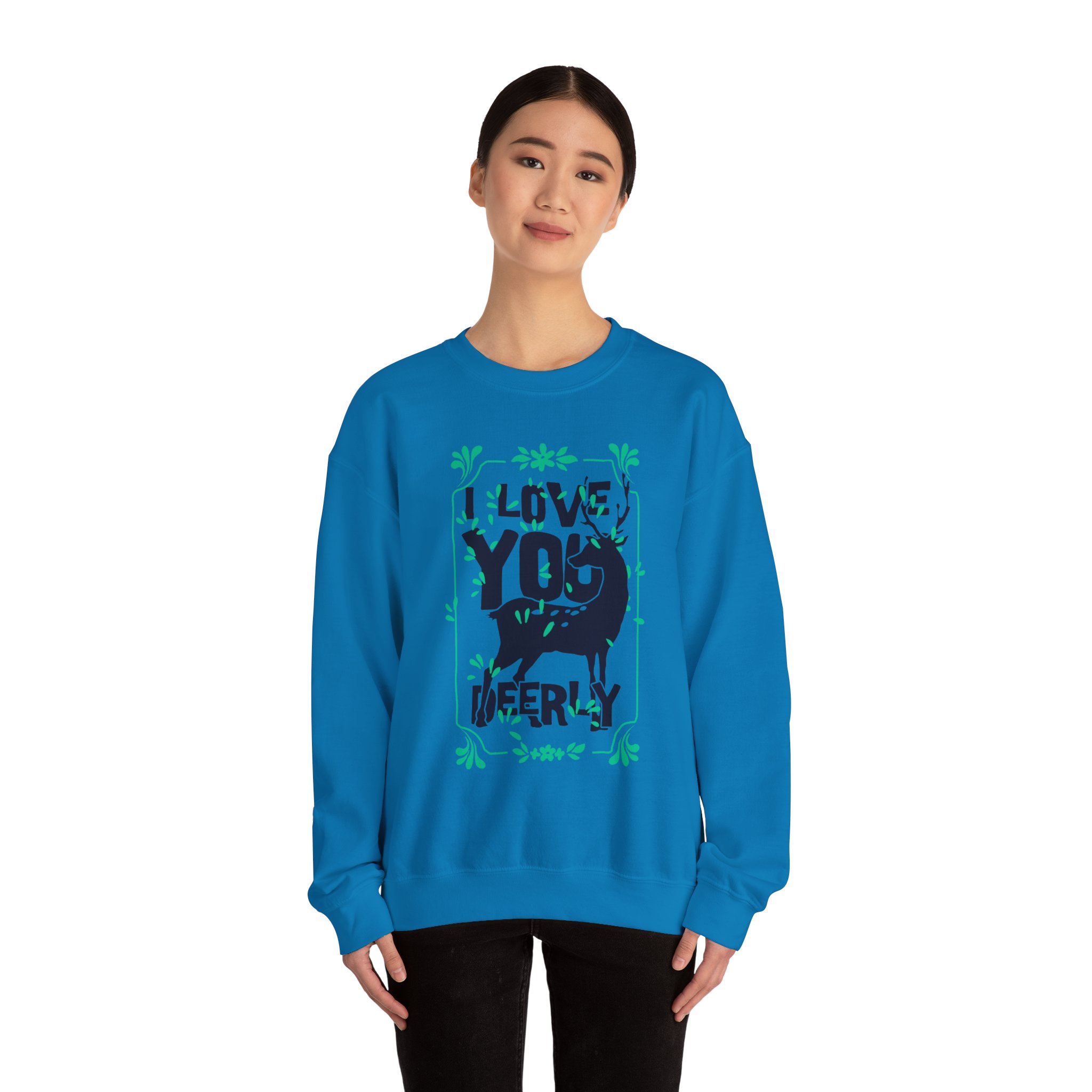 Crewneck Sweatshirt — "I Love You Deerly" Graphic - Image 4