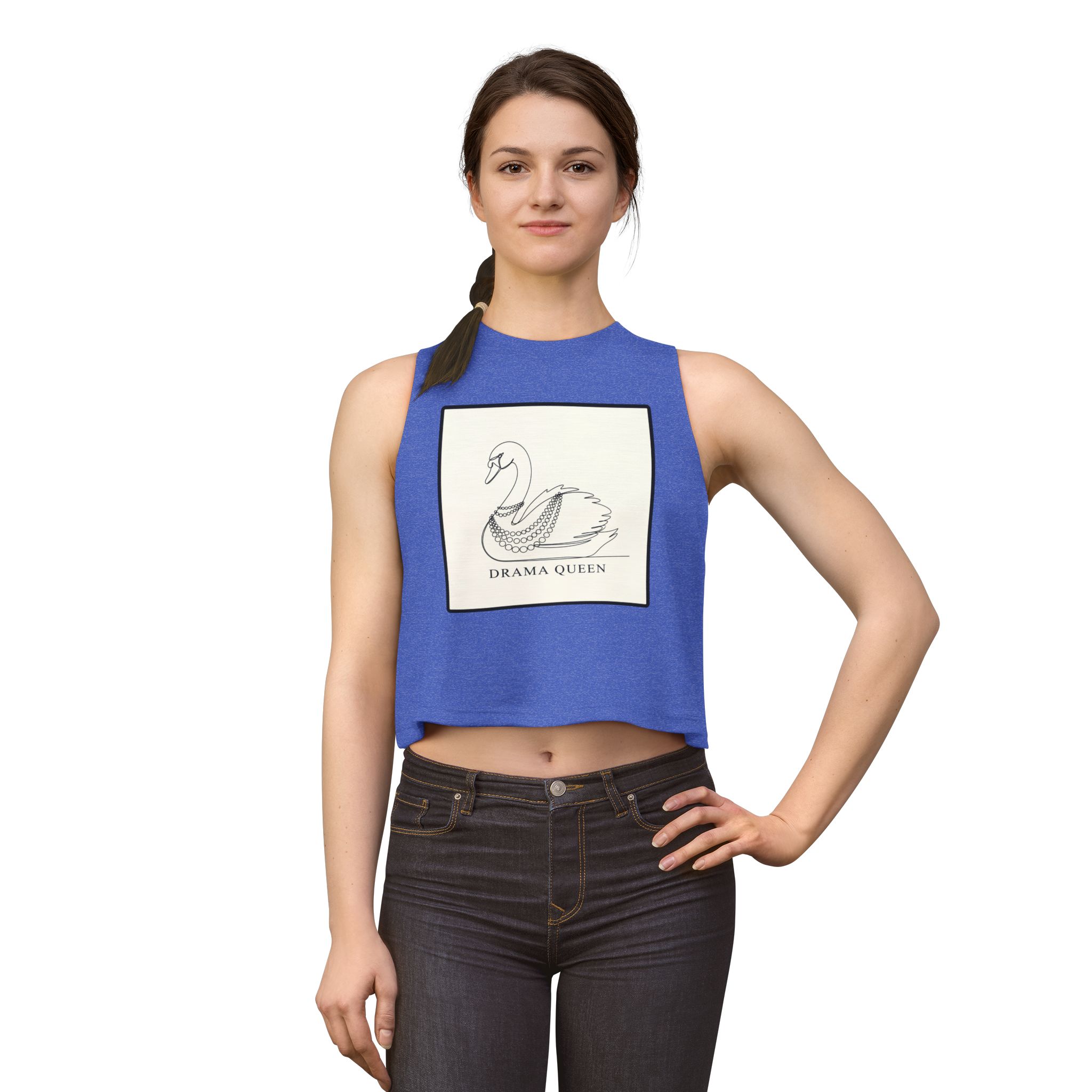 Drama Queen Swan Crop Top — Graphic Women's Cropped Tank - Image 4