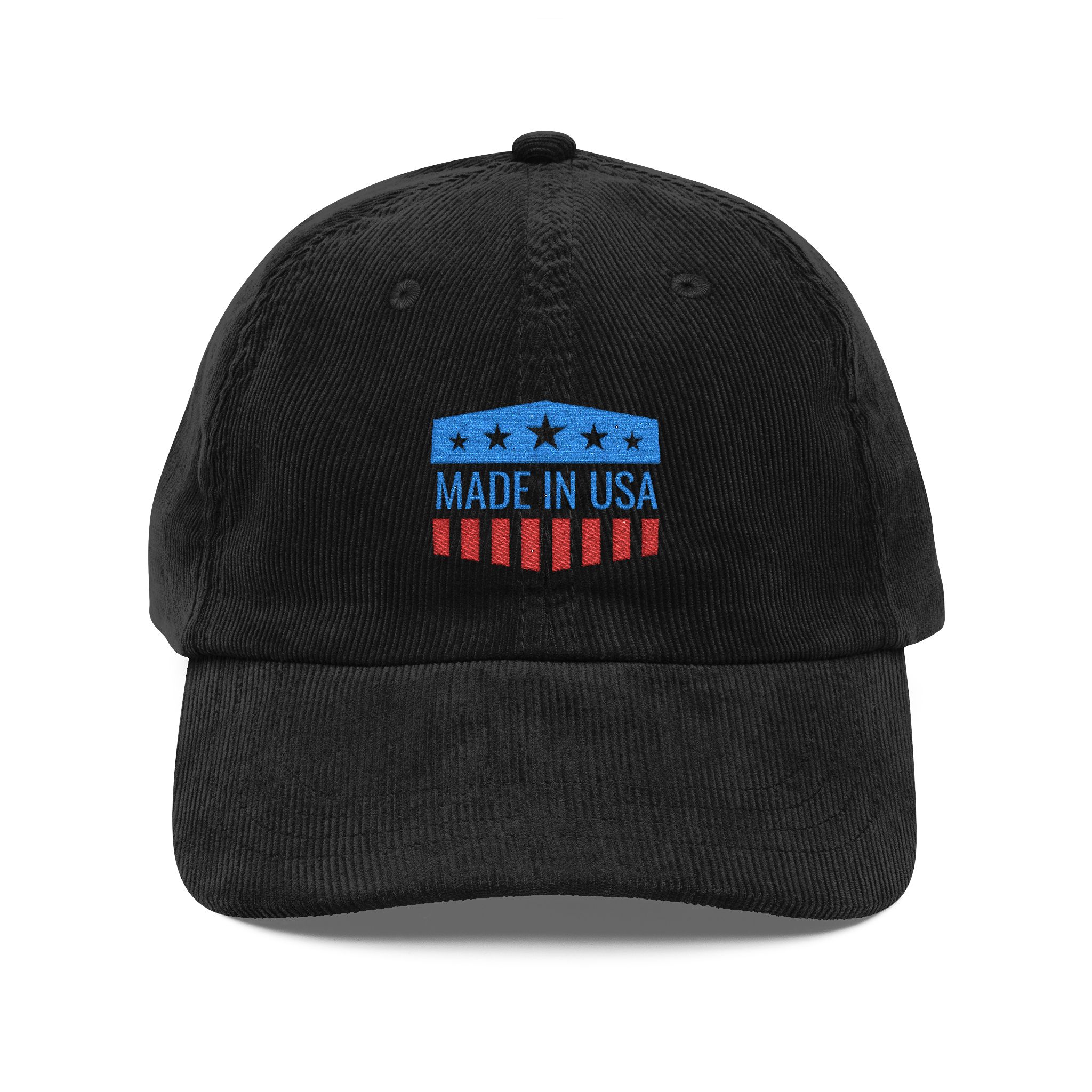 Corduroy Baseball Cap – Embroidered "Made in USA" Vintage Flag - Image 9