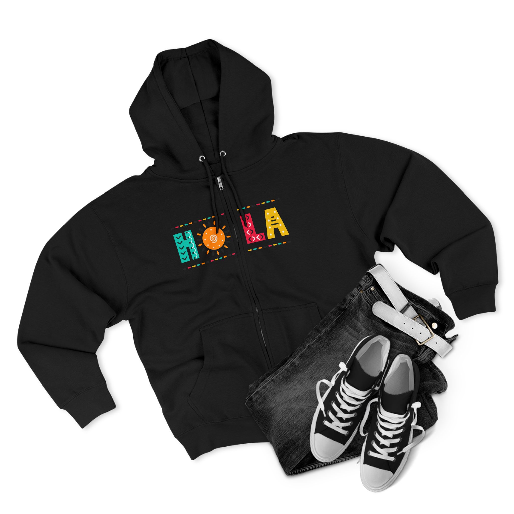 Zip Hoodie - Colorful HOLA Design - Image 2