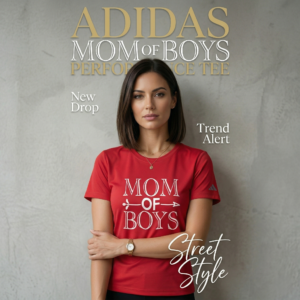 Adidas “Mom of Boys” Performance Tee – Lightweight & Moisture-Wicking
