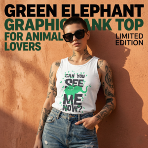 Green Elephant Graphic Tank Top for Animal Lovers