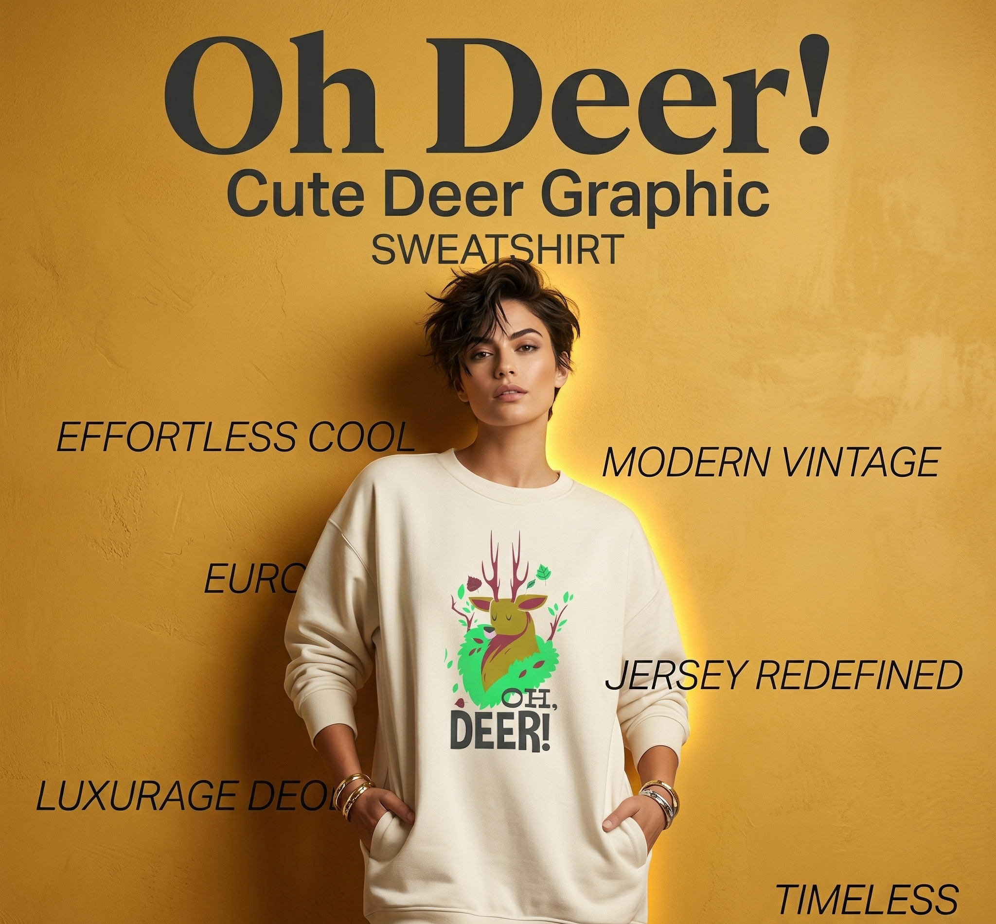 Oh Deer! Cute Deer Graphic Sweatshirt